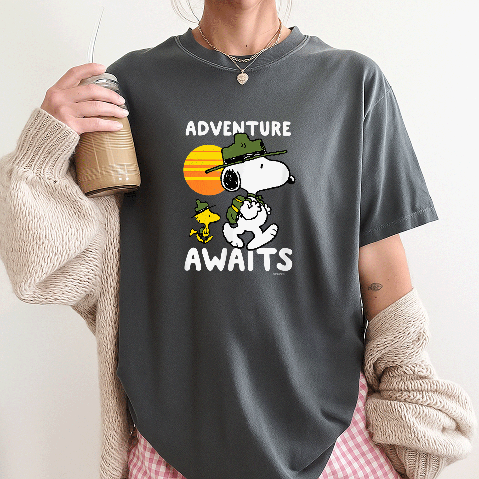 Peanuts Snoopy Adventure Awaits T-Shirt Featuring a Fun Cartoon Design Perfect for Fans of Charlie Brown and Friends - 3