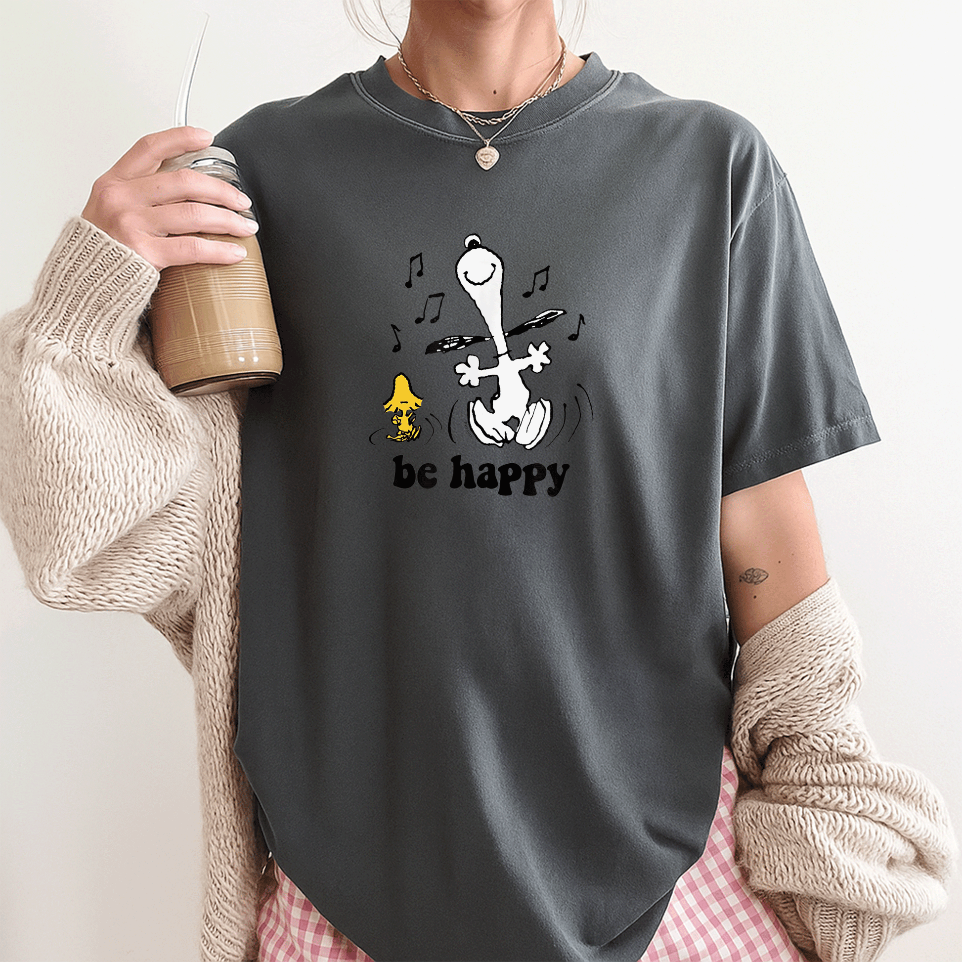 Peanuts Be Happy Dance T-Shirt Featuring Snoopy and Woodstock – Fun and Colorful Graphic Tee for Fans of All Ages - 3