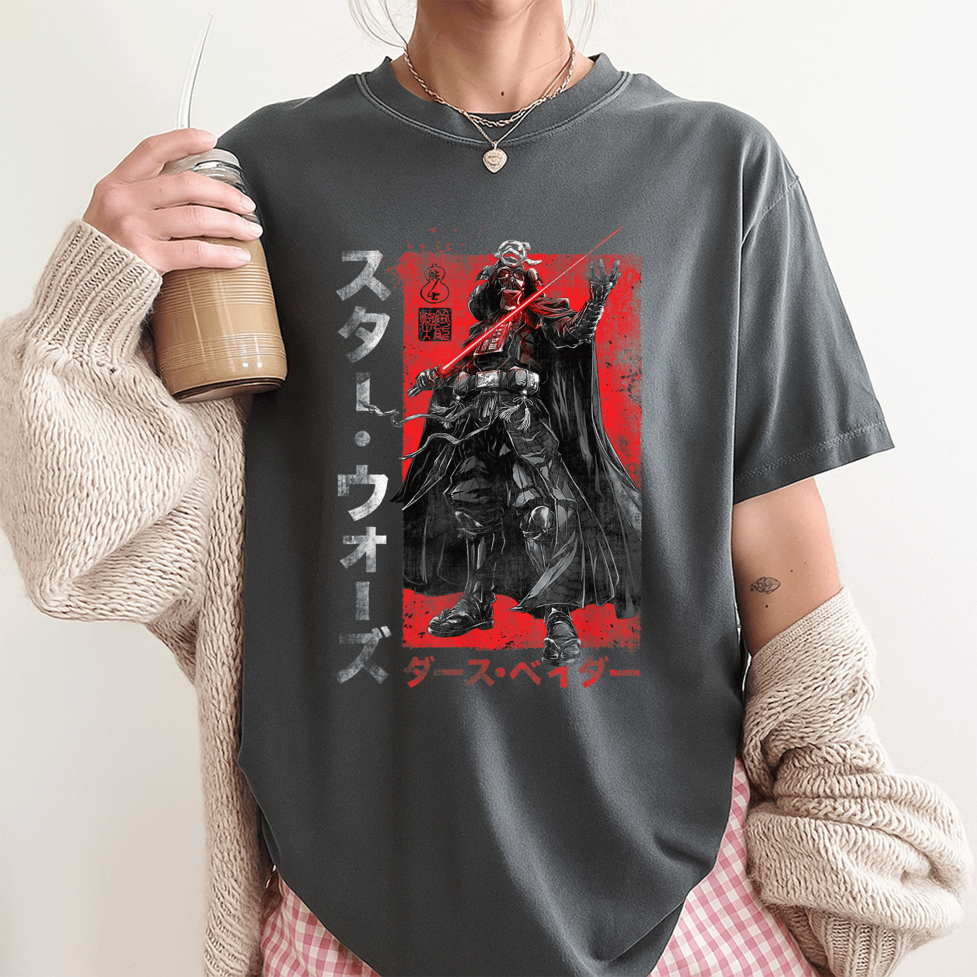 Star Wars Visions Samurai Vader T-Shirt - Unique Anime Style Design for Star Wars Fans and Samurai Enthusiasts - 3