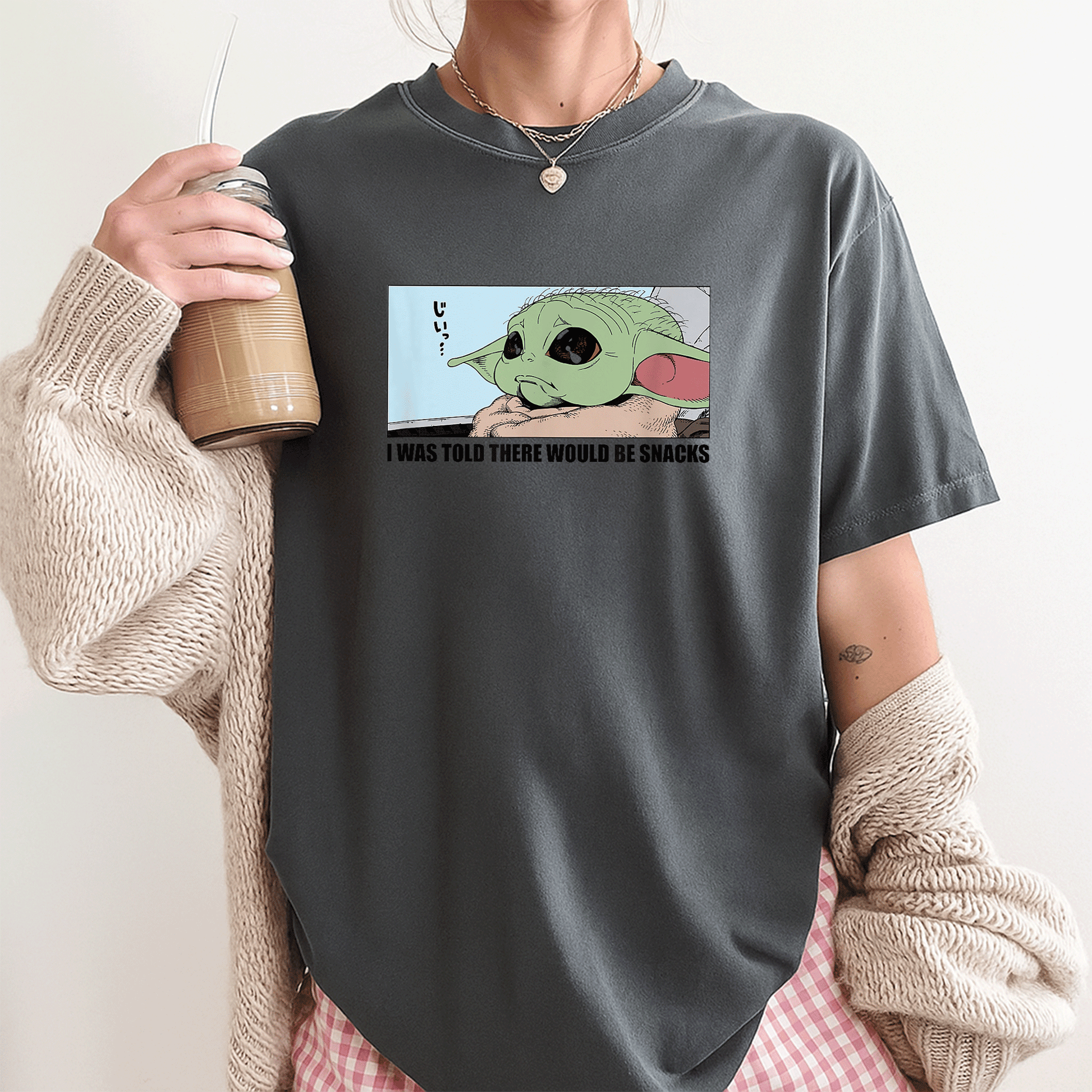 Cute Grogu Wants Snacks T-Shirt from Amazon Essentials The Mandalorian – Adorable Graphic Tee for Star Wars Fans and Collectors - 3