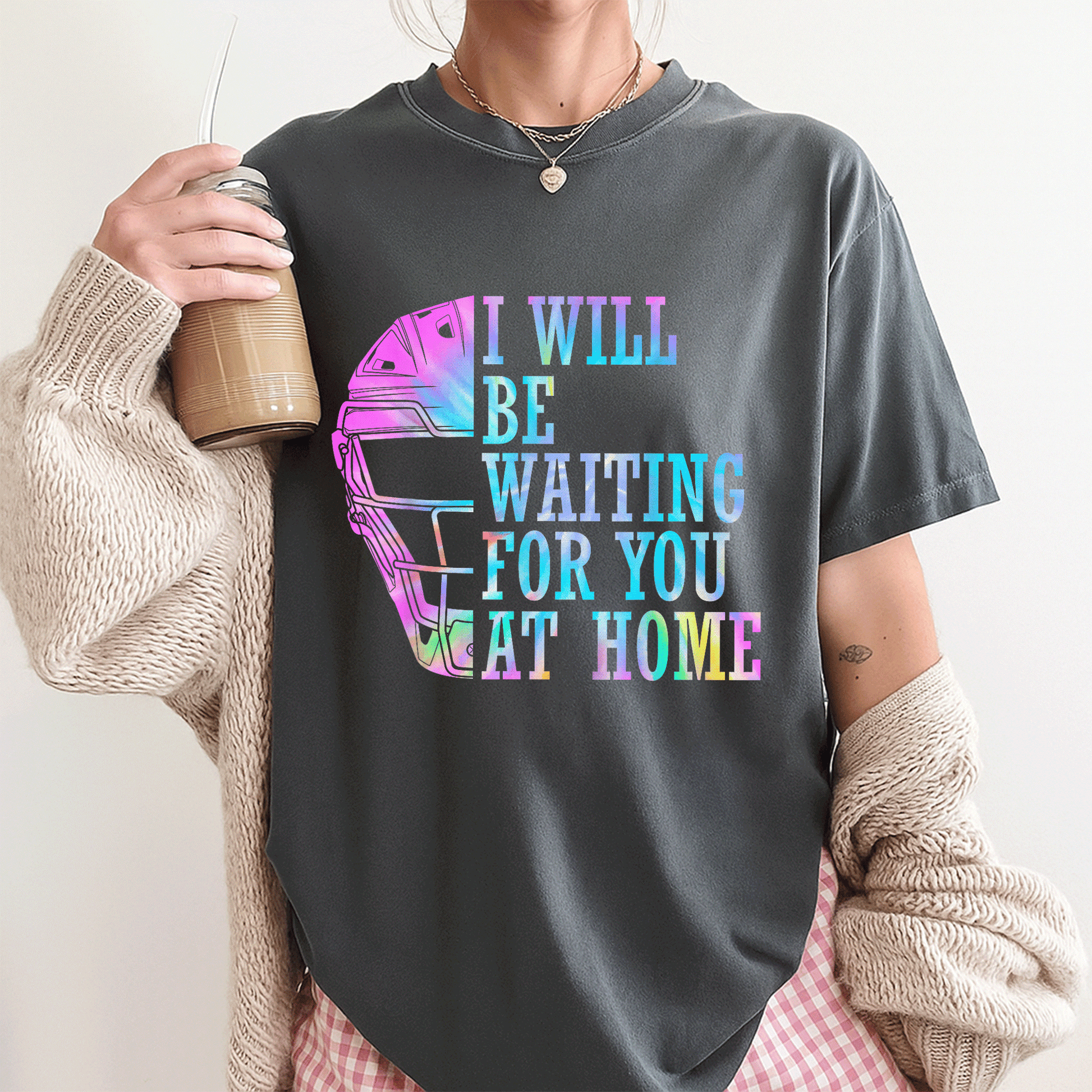 Cute I Will Be Waiting For You At Home Softball Catcher T-Shirt for Softball Lovers - Perfect Gift for Athletes and Fans - 3