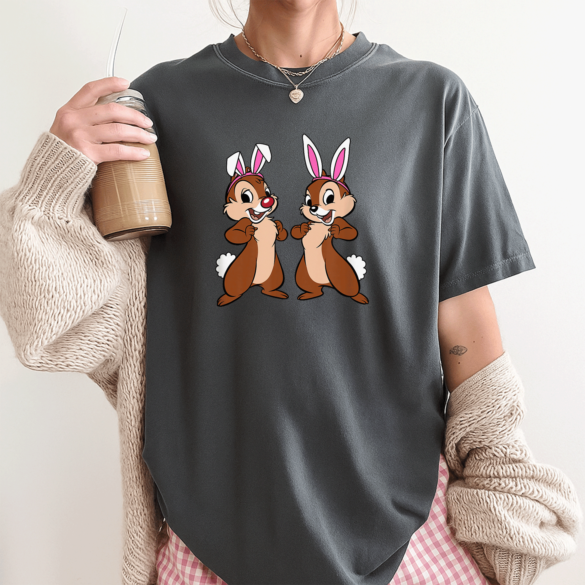 Cute Chip 'n' Dale Easter Bunny Ears T-Shirt from Amazon Essentials for Spring Celebrations and Family Fun - 3