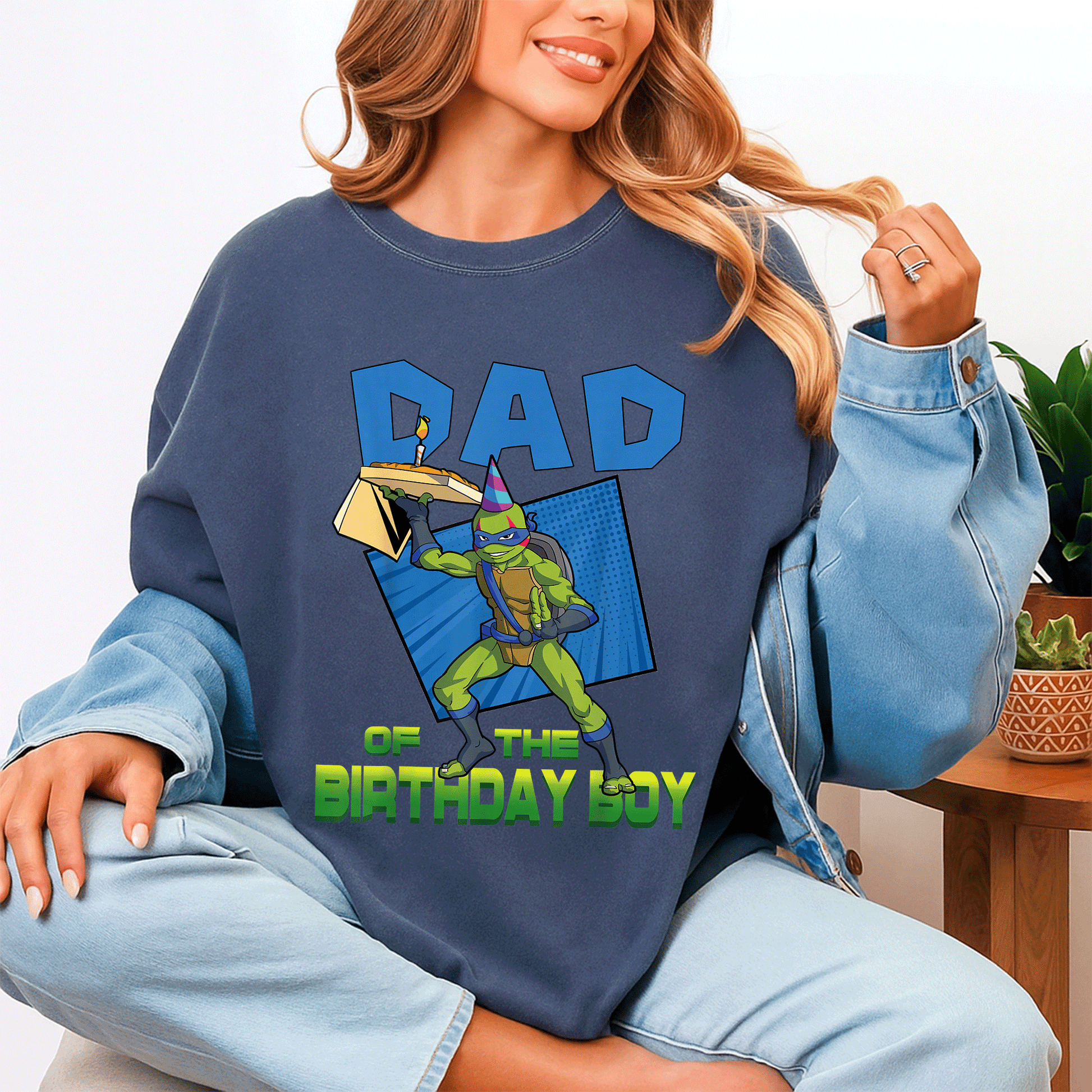 Mademark Teenage Mutant Ninja Turtles Men's Leo Daddy of the Birthday Boy Pizza Party T-Shirt for Fun Celebrations - 4