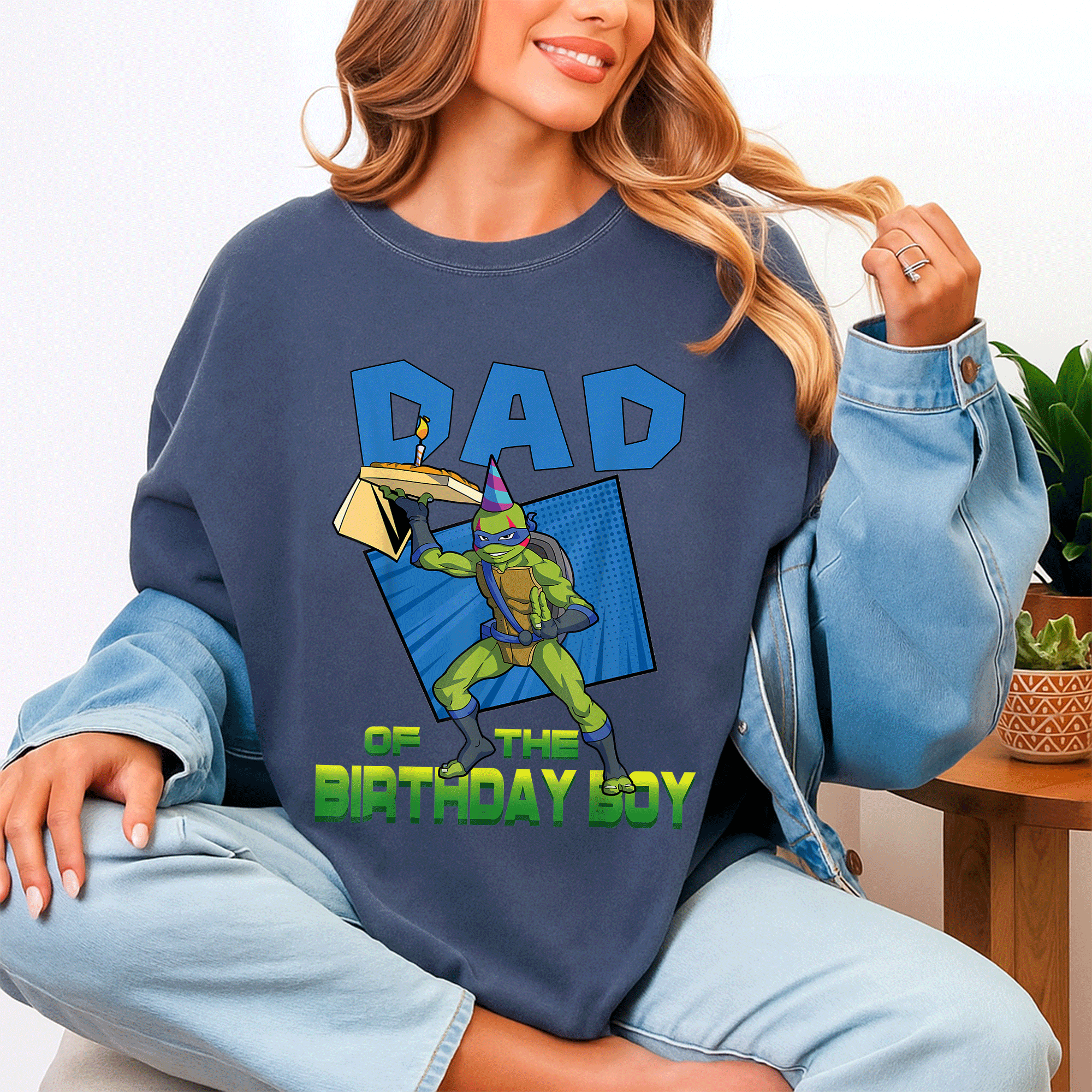 Mademark Teenage Mutant Ninja Turtles Men's Leo Daddy of the Birthday Boy Pizza Party T-Shirt for Fun Celebrations - 4
