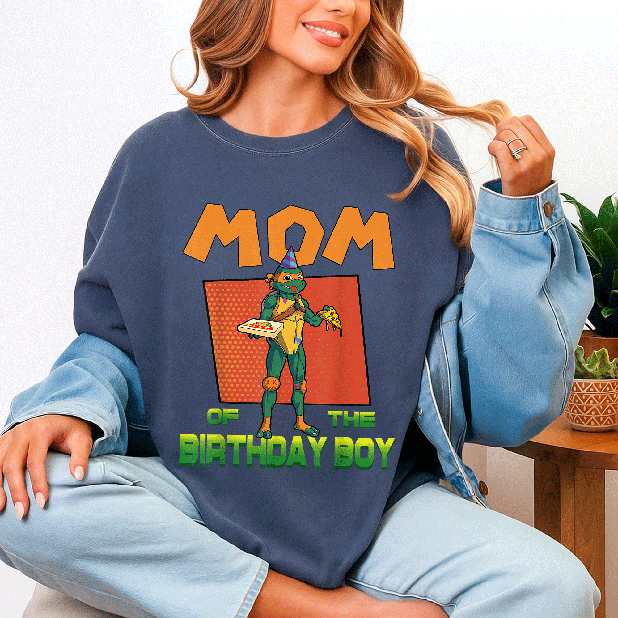 Mademark TMNT Mikey Pizza Theme Party T-Shirt for Mommy of the Birthday Boy - Fun and Stylish Celebration Outfit - 4