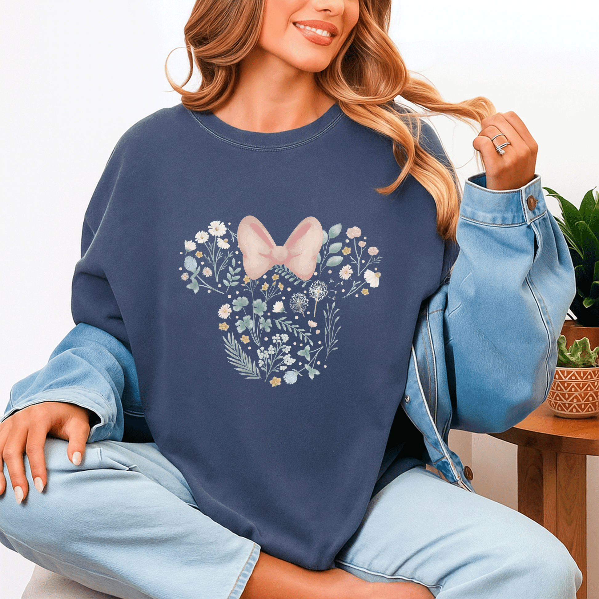 Disney Minnie Mouse Icon Spring Flowers T-Shirt for Women, Cute Floral Graphic Tee, Perfect for Casual Outings and Gifts - 4
