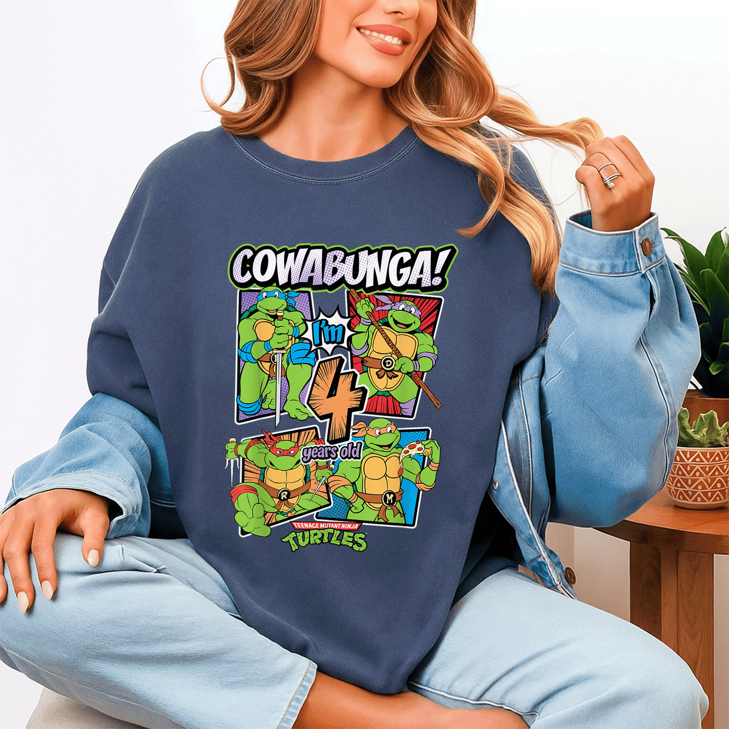 Cowabunga I'm 4 Years Old TMNT T-Shirt for Kids | Fun Teenage Mutant Ninja Turtles Birthday Tee | Perfect Gift for Little Fans - 4
