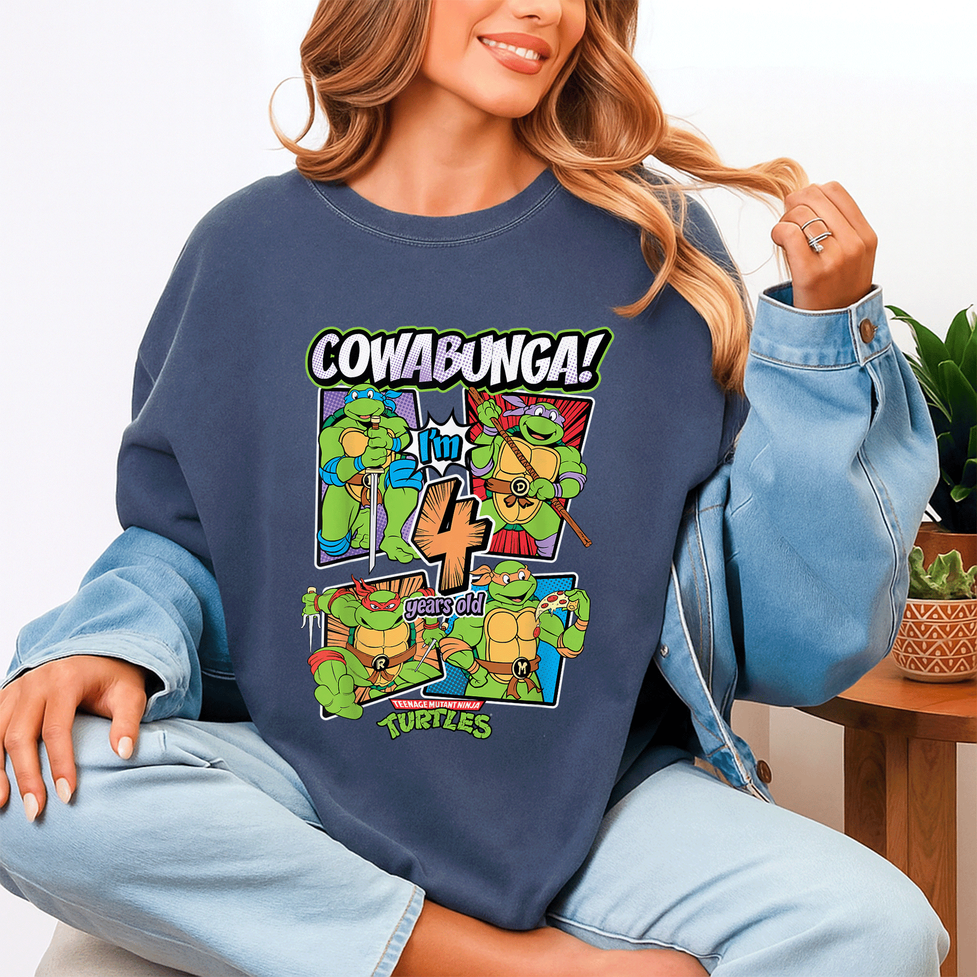 Cowabunga I'm 4 Years Old TMNT T-Shirt for Kids | Fun Teenage Mutant Ninja Turtles Birthday Tee | Perfect Gift for Little Fans - 4