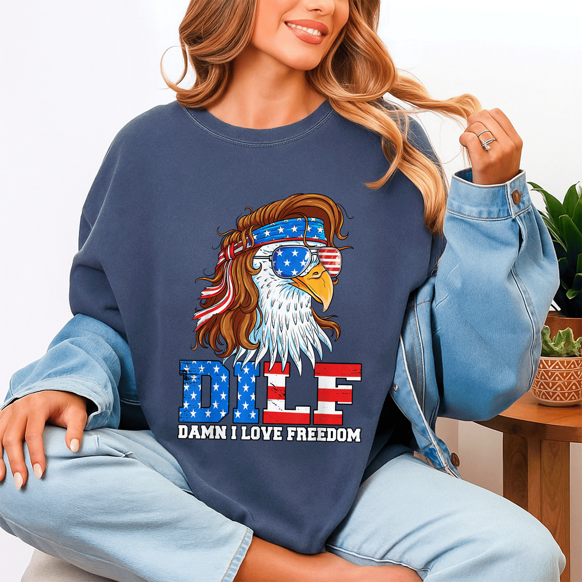 Funny DILF Damn I Love Freedom Eagle T-Shirt for Patriotic 4th of July Celebrations - Perfect Gift for Dad! - 4
