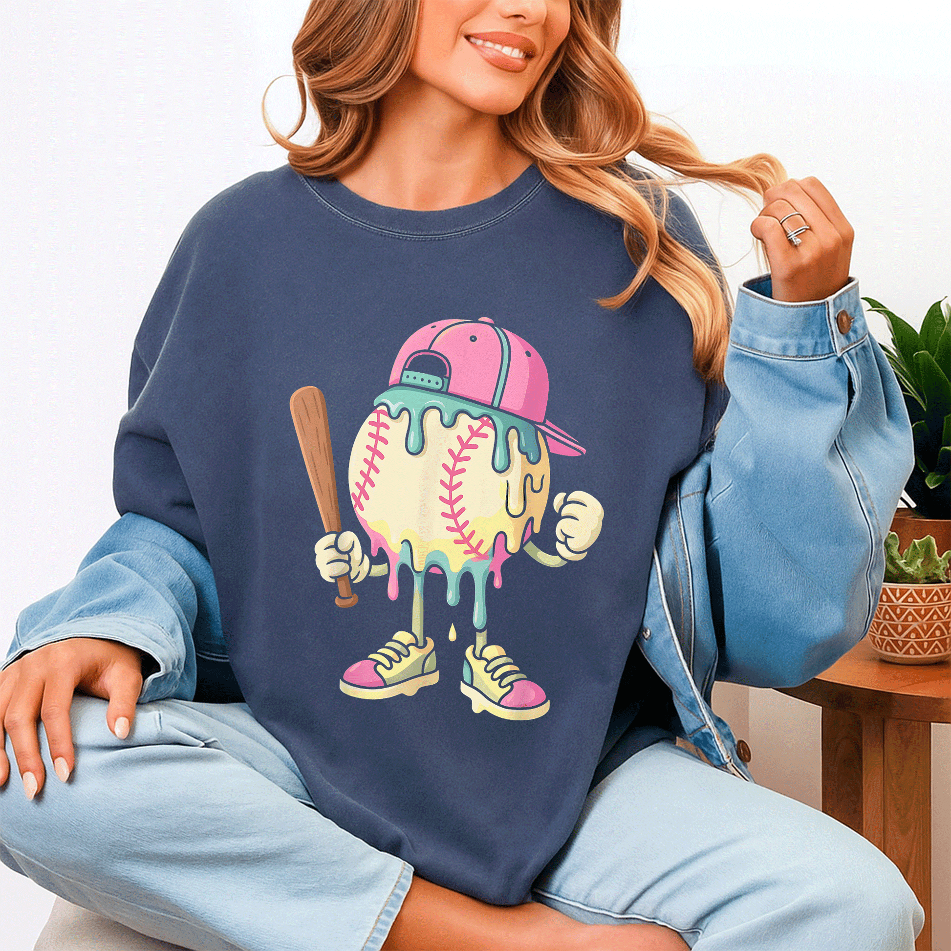 Stylish Ice Cream Drip Baseball T-Shirt for Girls Perfect for Summer Fun and Sporty Outfits - Cute and Trendy Design - 4
