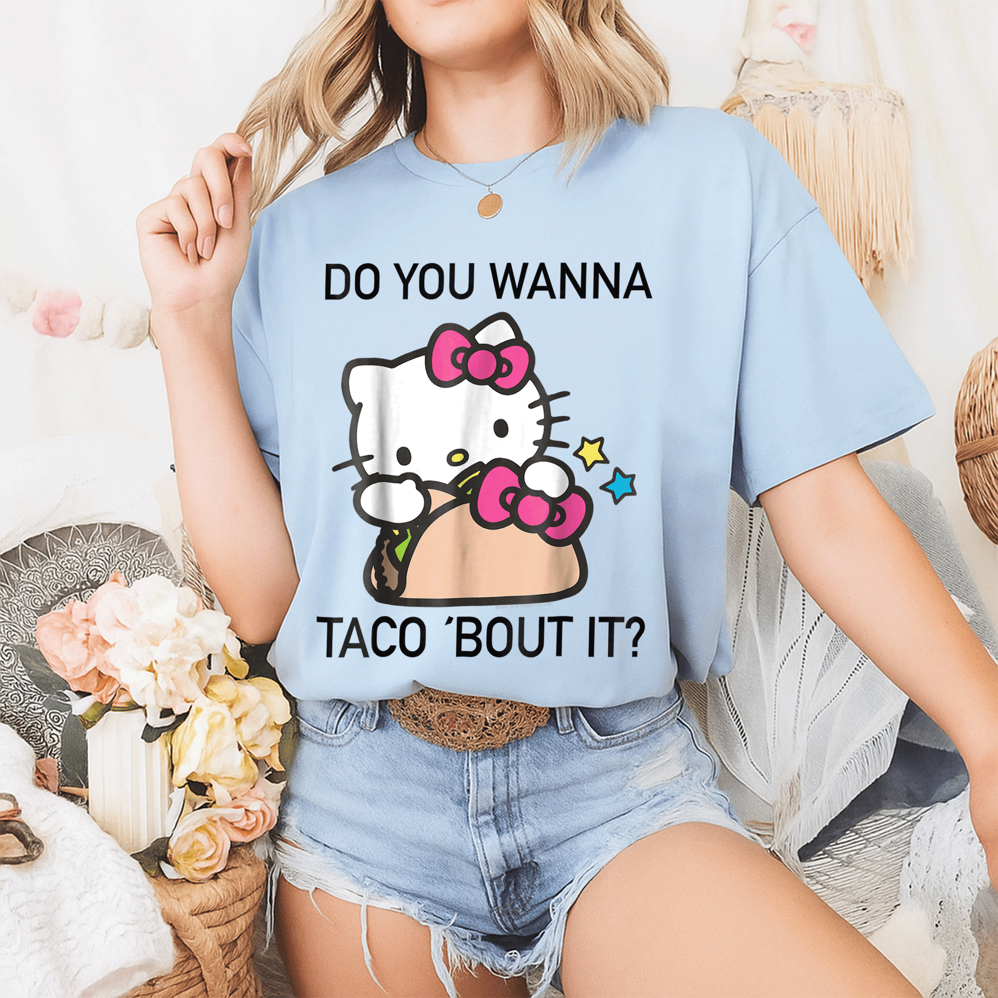 Hello Kitty Taco Bout It Tee Shirt Cute and Fun Graphic Tee for Cat Lovers and Foodies Perfect Gift for Kids and Adults - 2