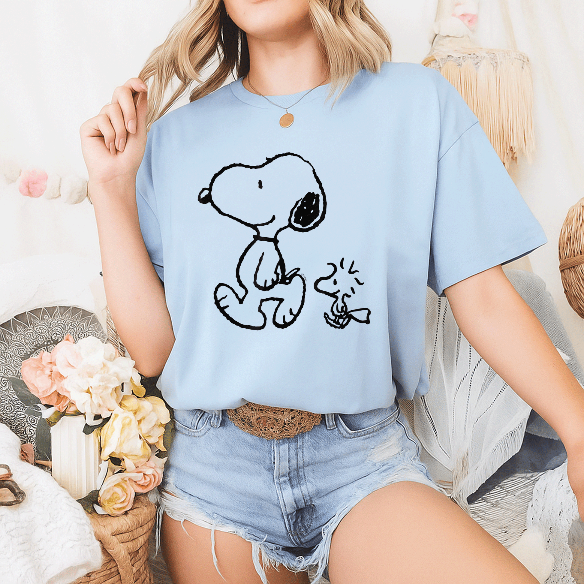 Snoopy and Woodstock Walk T-Shirt - Fun Peanuts Graphic Tee for Fans of Classic Cartoon Characters and Supporters of Friendship - 2