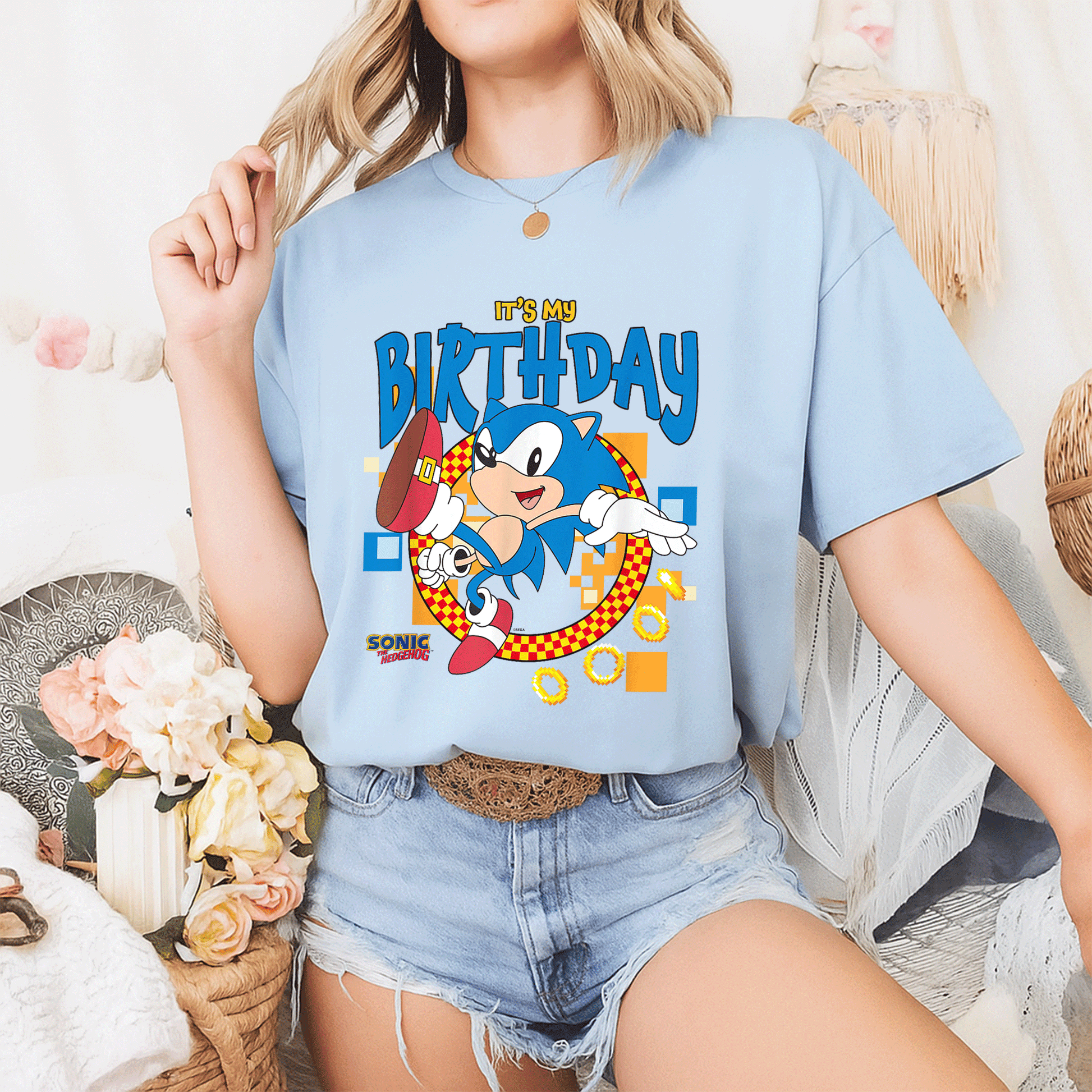 Sonic the Hedgehog Birthday T-Shirt for Kids - Fun Cheerful Design Perfect for Party Celebrations and Special Days - 2