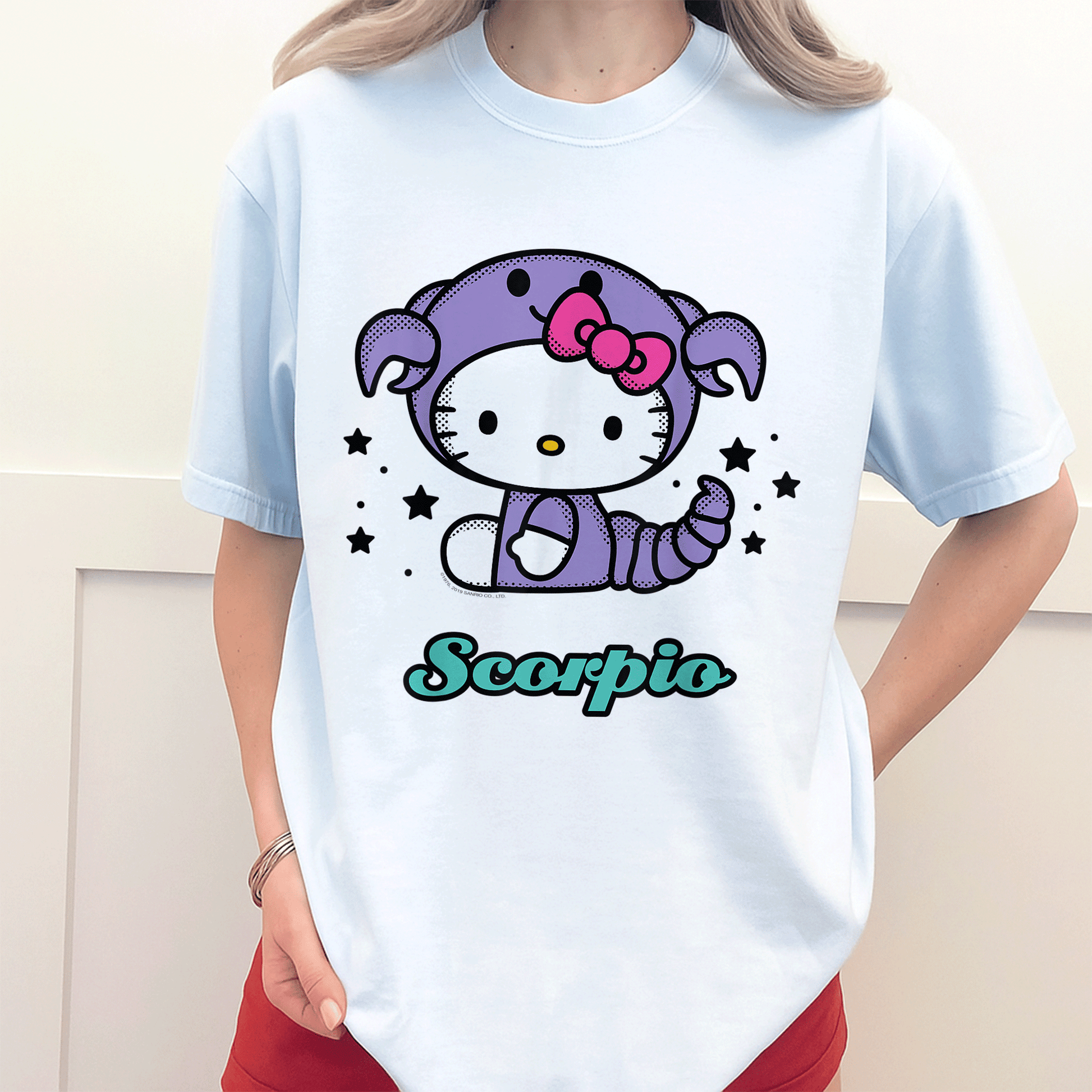 Cute Hello Kitty Scorpio Zodiac Tee Shirt - Adorable Design for Astrology Lovers - Stylish and Comfy Apparel for Feline Fans - 3