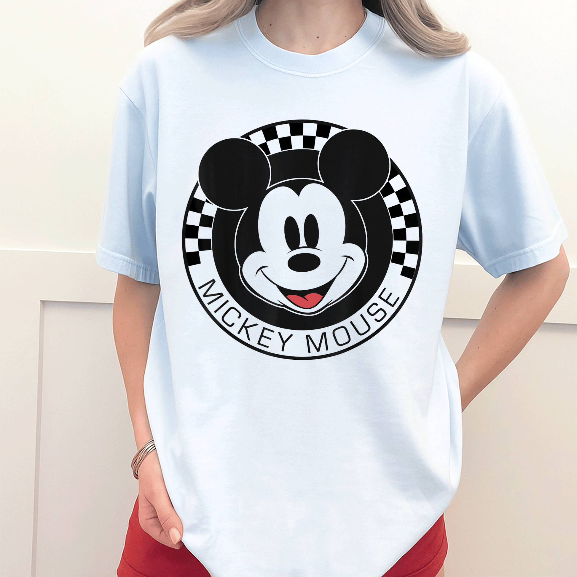 Disney Mickey Mouse Checkerboard Circle T-Shirt for Kids and Adults – Fun and Colorful Mickey and Friends Design - 3