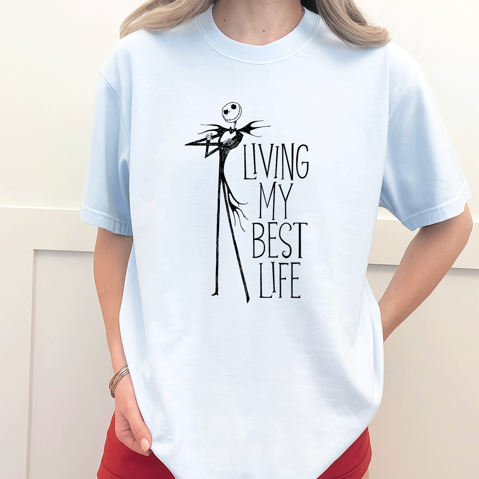 Jack Skellington Living My Best Life T-Shirt - Fun and Unique Design from The Nightmare Before Christmas for Fans of All Ages - 3