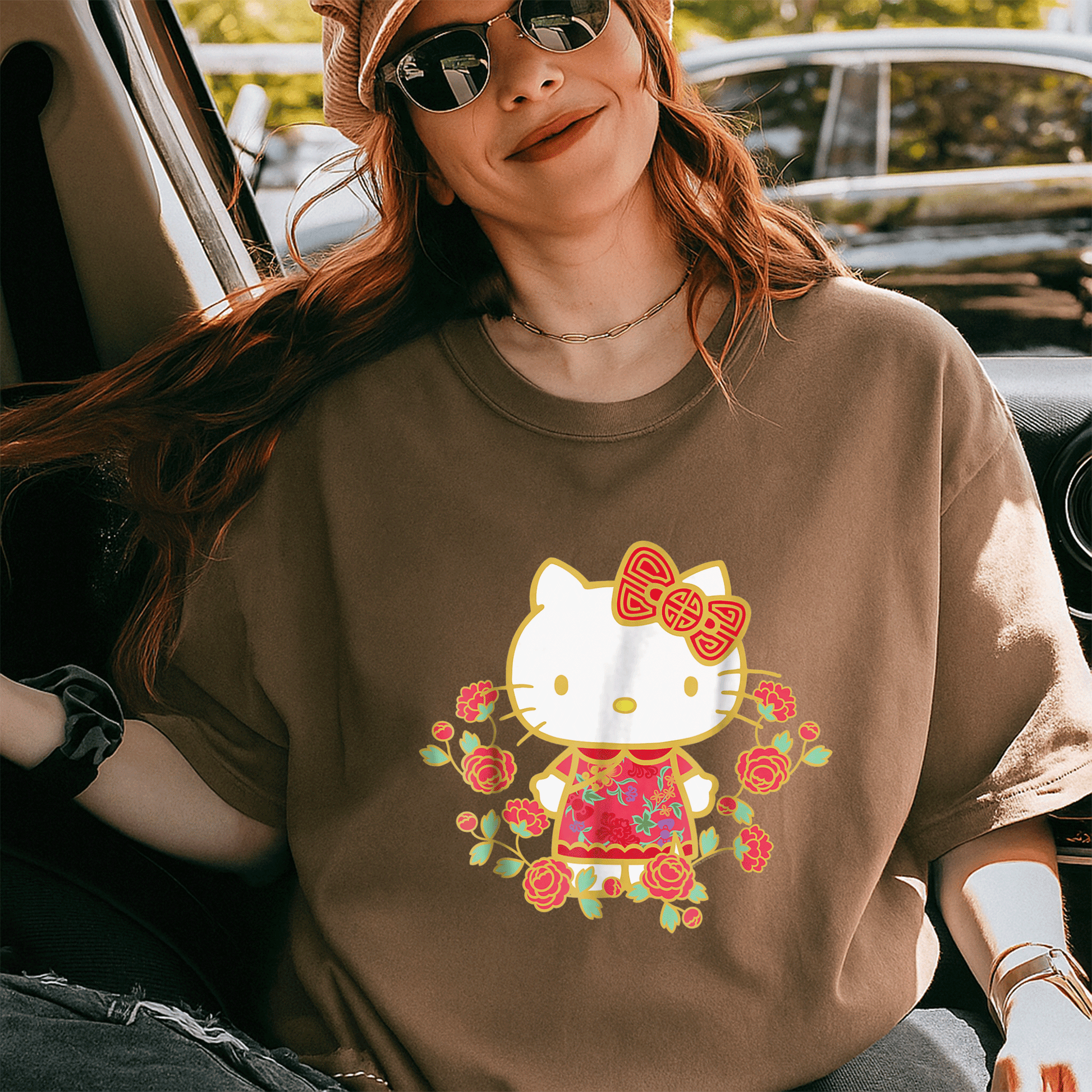 Adorable Hello Kitty Happy Lunar New Year Tee Shirt for Kids and Adults -Festive Design with Cute Colors and Animal Friends - 5