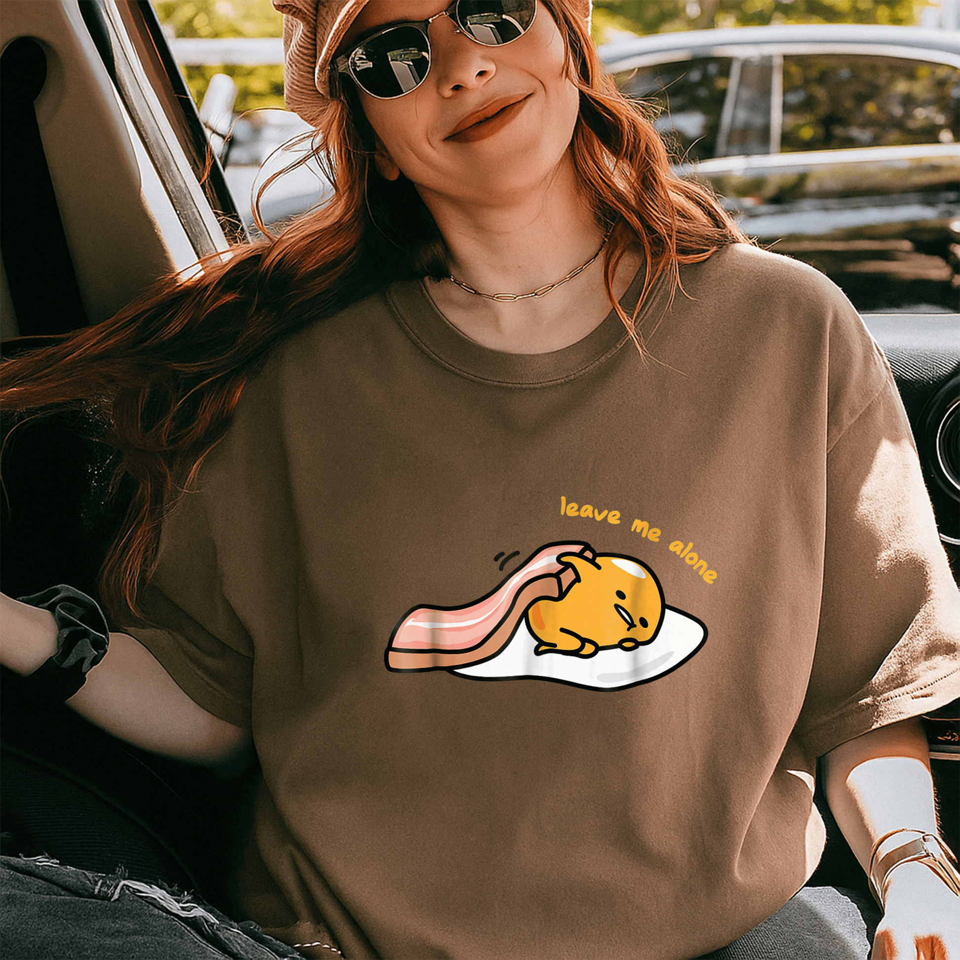 Cute Gudetama Leave Me Alone Tee Shirt Perfect for Lazy Days and Chill Vibes, Adorable Egg Character Graphic Design - 5