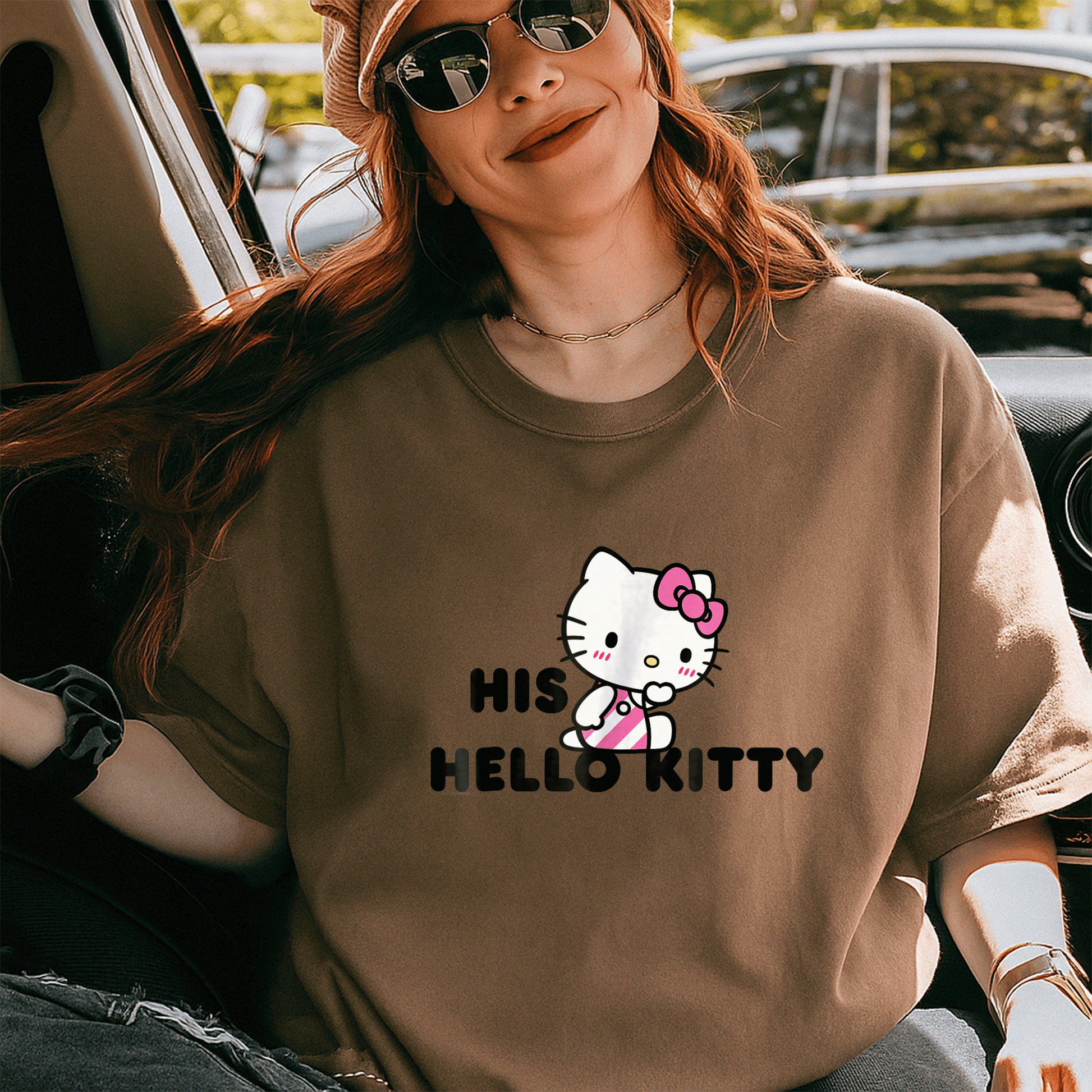 Cute Hello Kitty and Dear Daniel Couples Tee Shirt for Matching Outfits, Perfect for Romantic Dates and Sweet Memories - 5