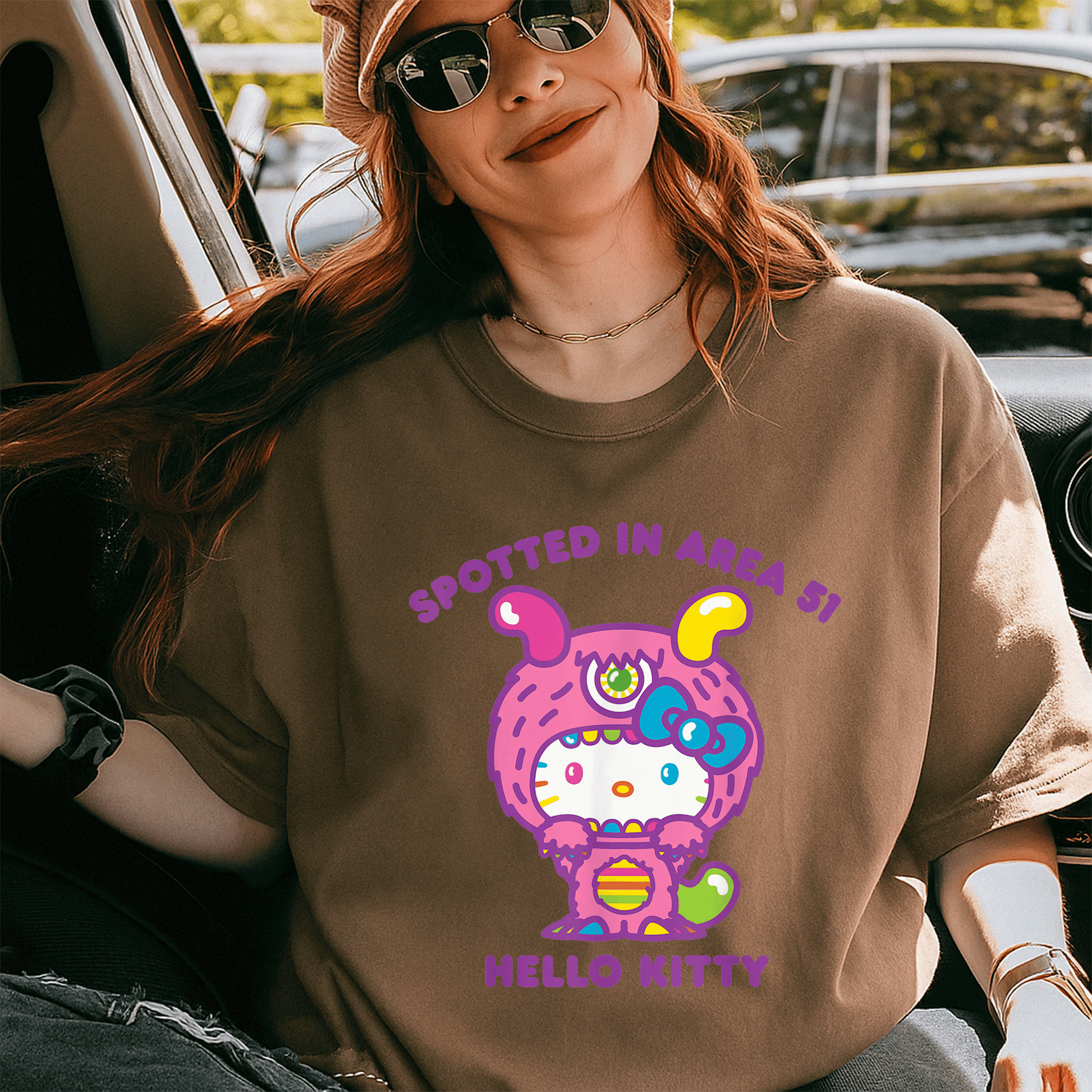 Cute Hello Kitty Spotted in Area 51 Alien Sighting T-Shirt for Fun Lovers and UFO Enthusiasts - Perfect Gift Idea! - 5