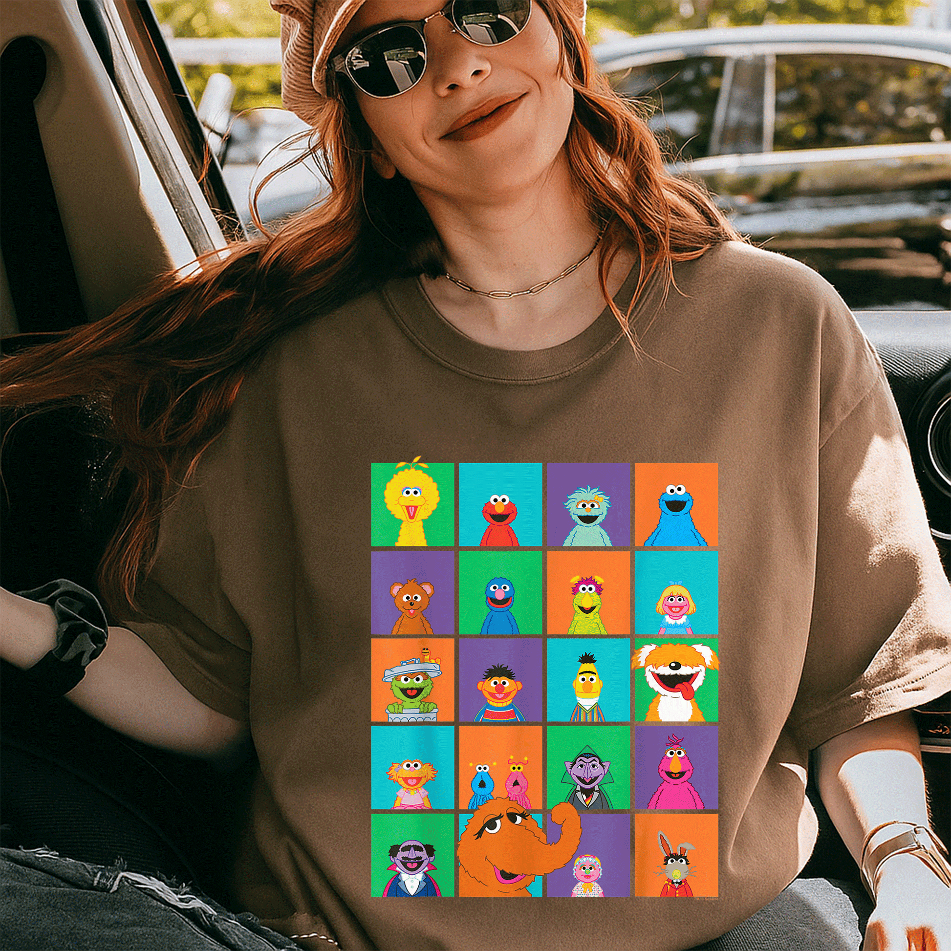 Adorable Sesame Street Character Squares T-Shirt Featuring Beloved Friends in Fun Colors Perfect for Kids and Fans of All Ages - 5