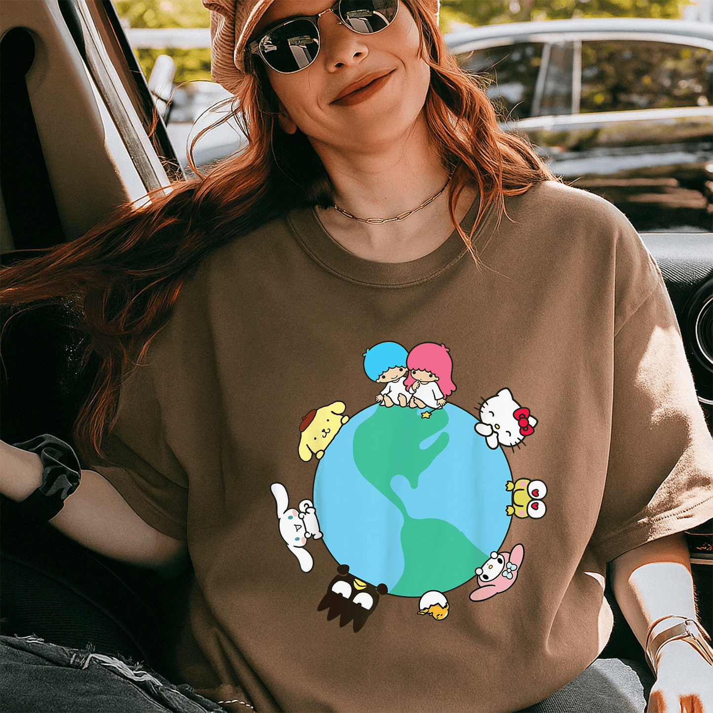 Cute Hello Kitty and Friends Sanrio Earth T-Shirt - Stylish Graphic Tee for Kids and Adults, Perfect for Daily Wear and Gifts - 5