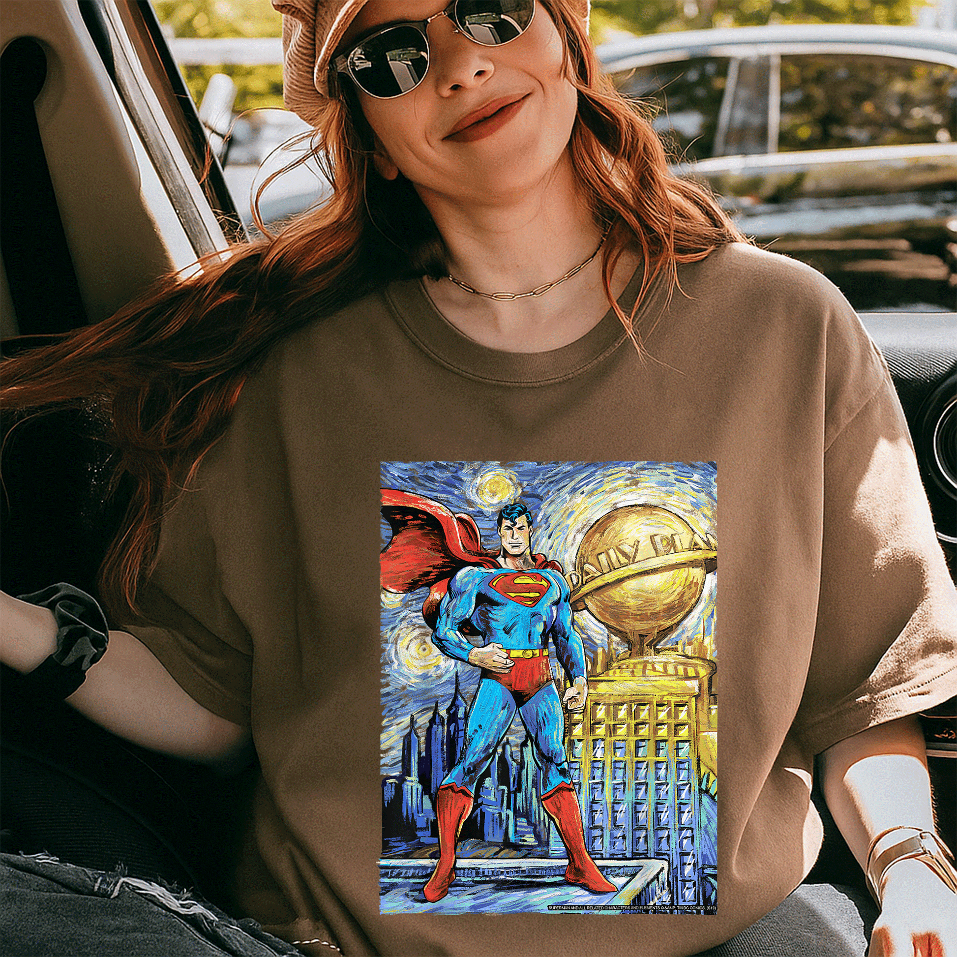Stylish DC Comics Superman Starry Night Portrait T-Shirt - Unique Cosmic Art Design for Fans and Collectors - 5