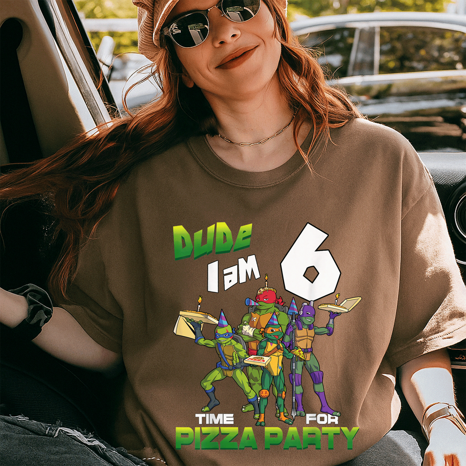 Cool Teenage Mutant Ninja Turtles Birthday T-Shirt for Boys - Dude I am 6 Years Old Pizza Party Style Fun Tee - 5