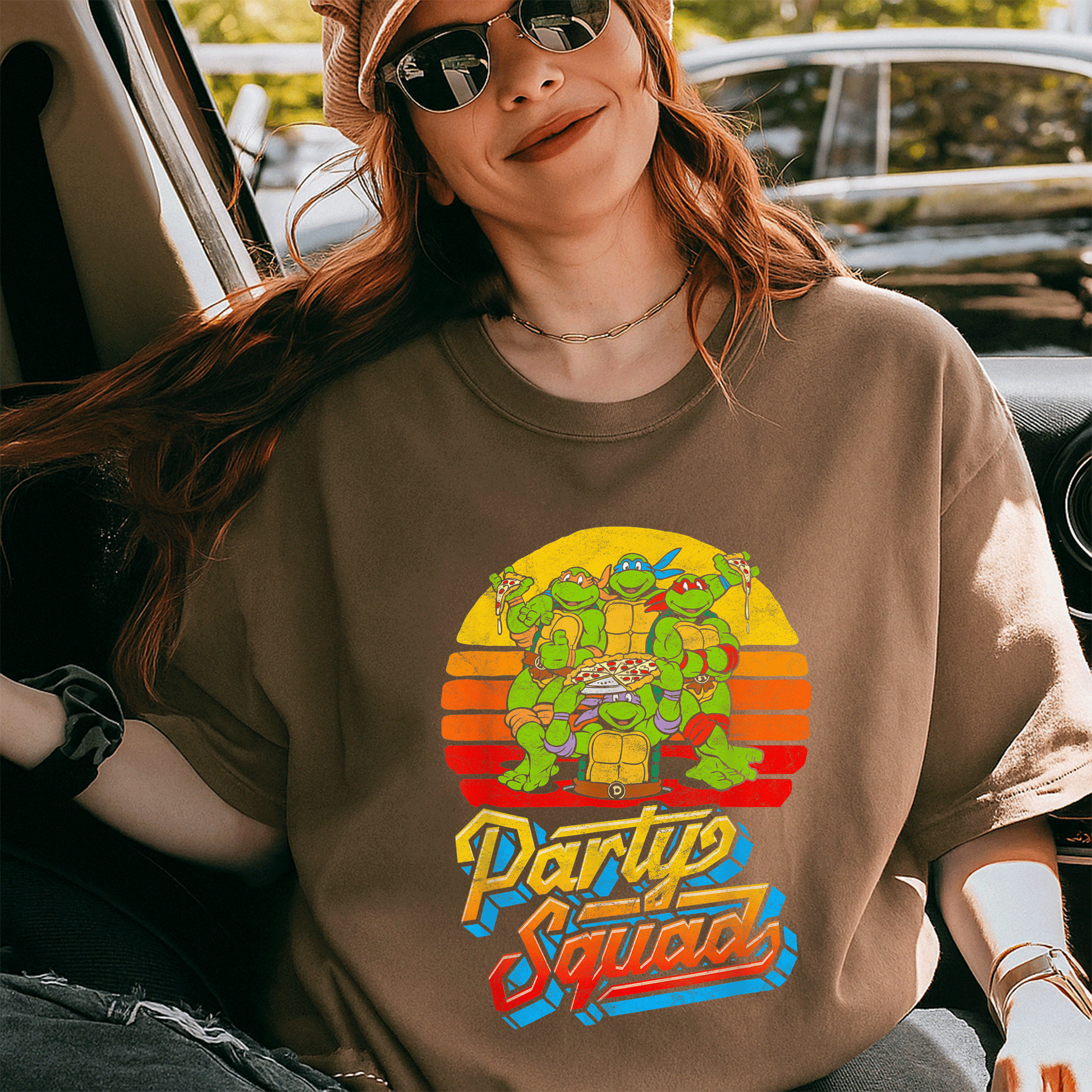Mademark x Teenage Mutant Ninja Turtles Vintage 80s Pizza Friends Distressed T-Shirt for Fun Retro Party Vibes - 5