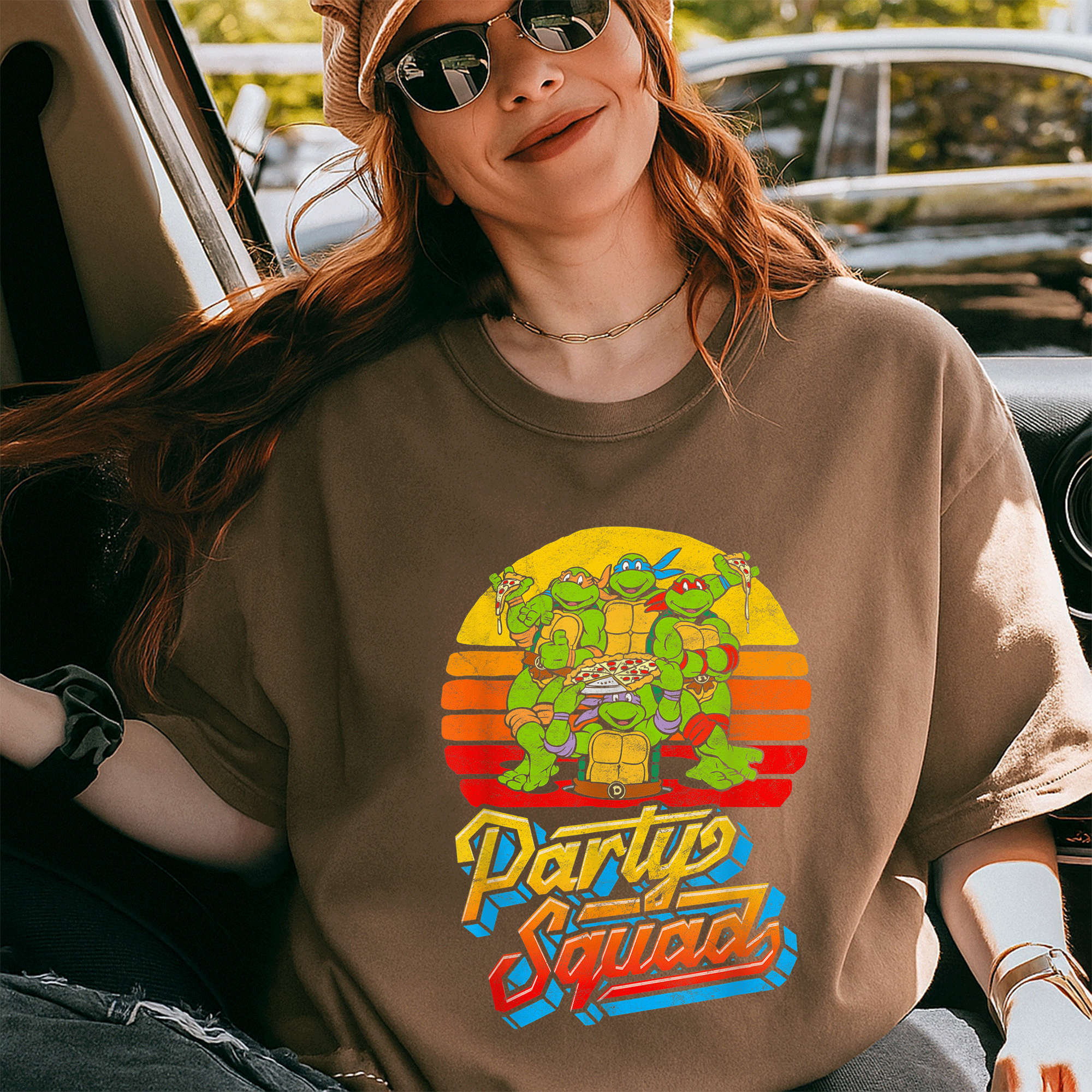 Mademark x Teenage Mutant Ninja Turtles Vintage 80s Pizza Friends Distressed T-Shirt for Fun Retro Party Vibes - 5