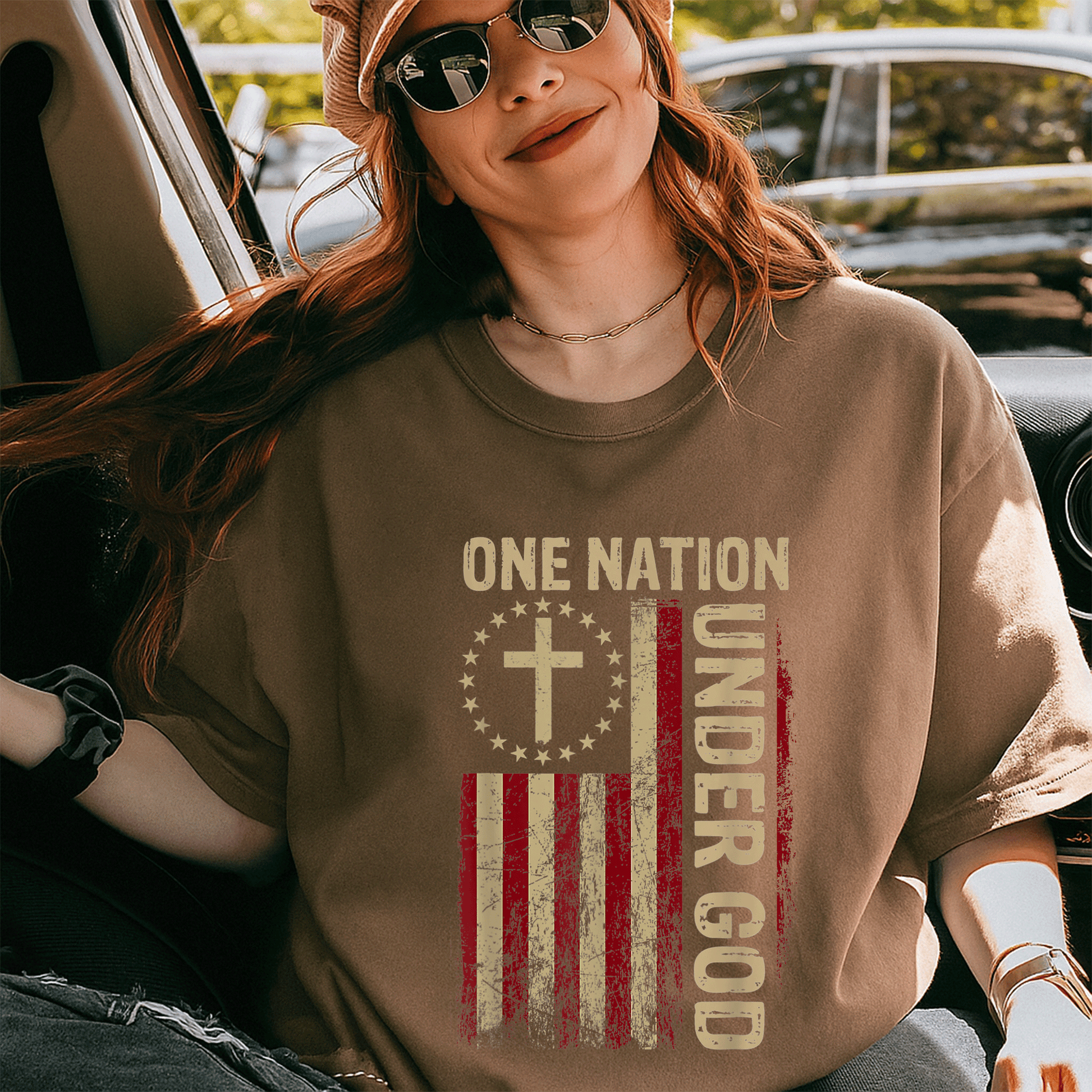 One Nation Under God Patriotic Christian T-Shirt for 4th of July Celebrations - Perfect for Faith and Freedom Events - 5