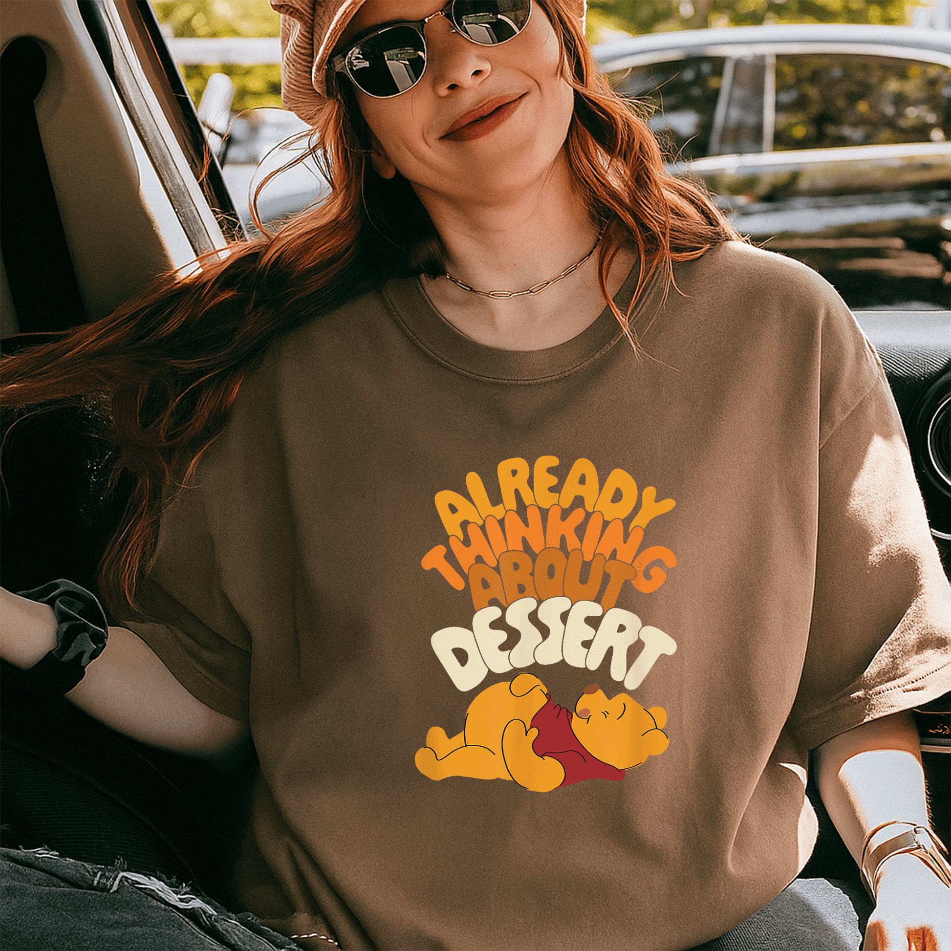 Cute Amazon Essentials Winnie the Pooh Thanksgiving T-Shirt Perfect for Dessert Lovers and Family Celebrations - 5