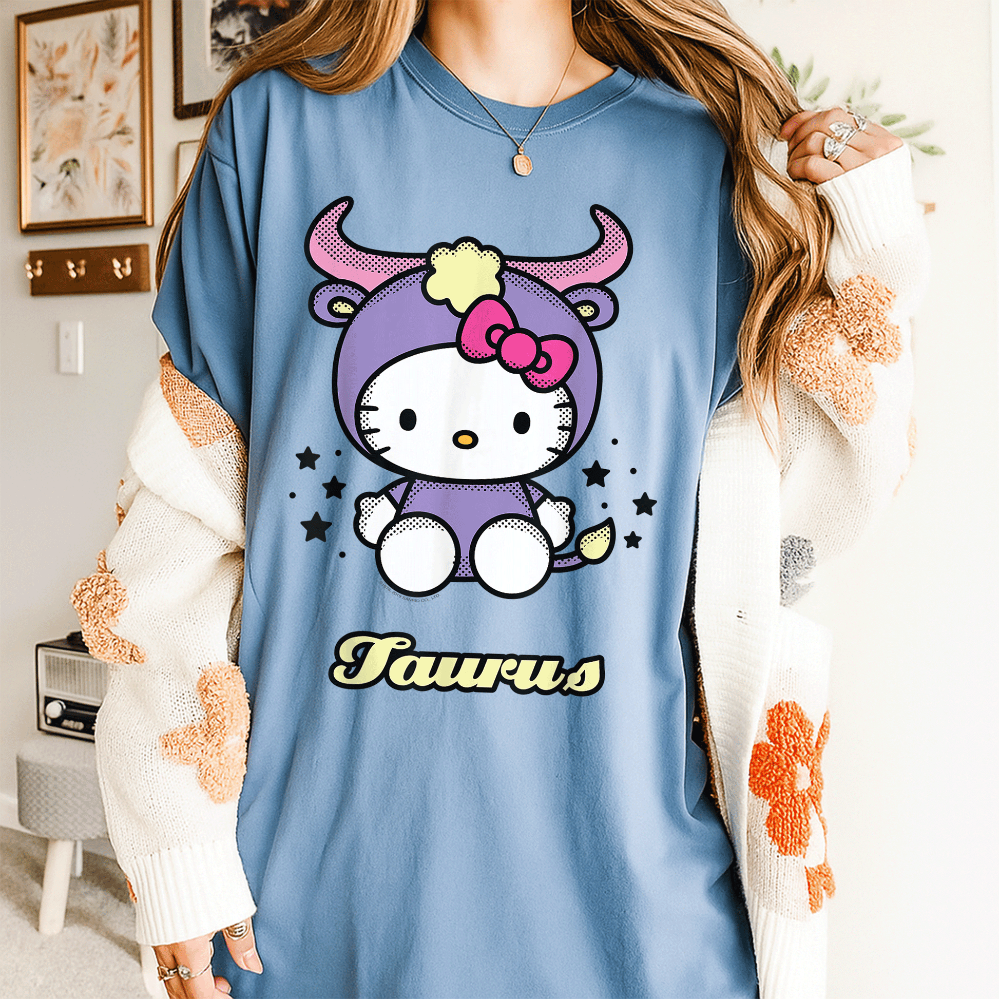 Cute Hello Kitty Taurus Tee Shirt Celebrate Your Zodiac Sign with Adorable Hello Kitty Graphics Perfect for Taurus Fans - 4