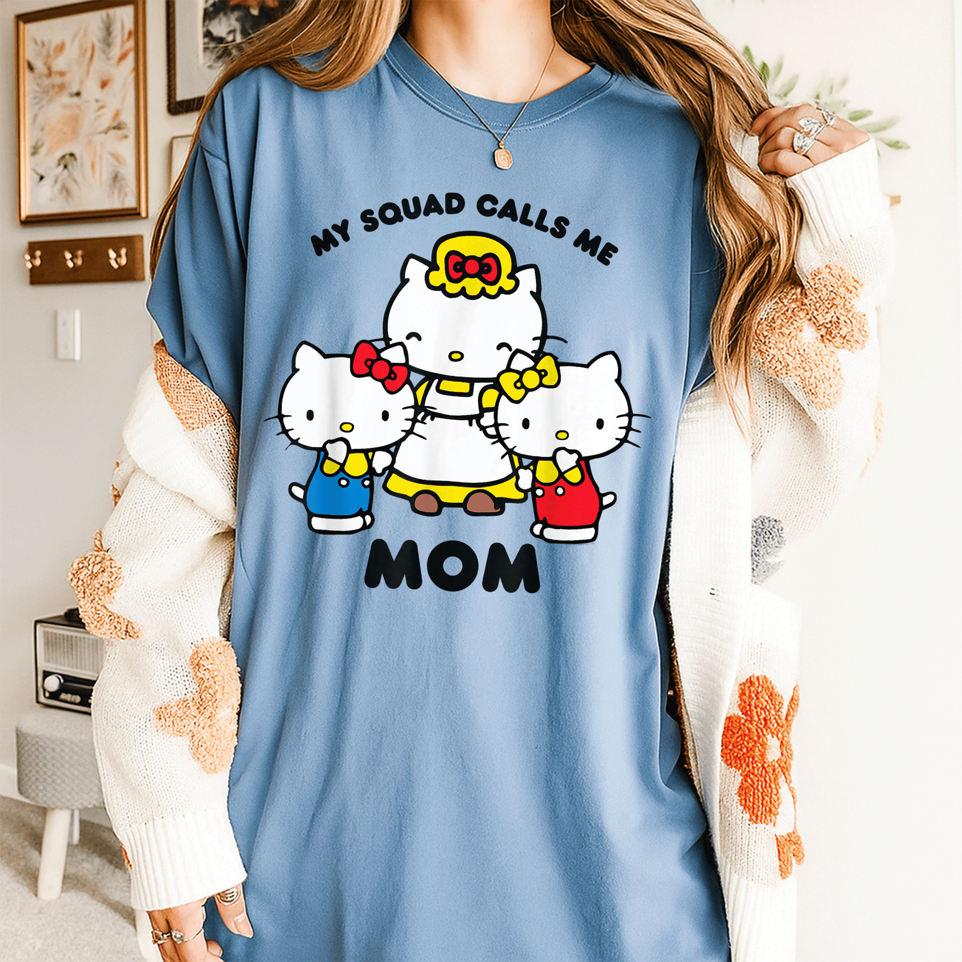 Hello Kitty Mom Squad T-Shirt Cute and Stylish Graphic Tee for Moms Who Love Hello Kitty Embrace Your Fun Side Today - 4