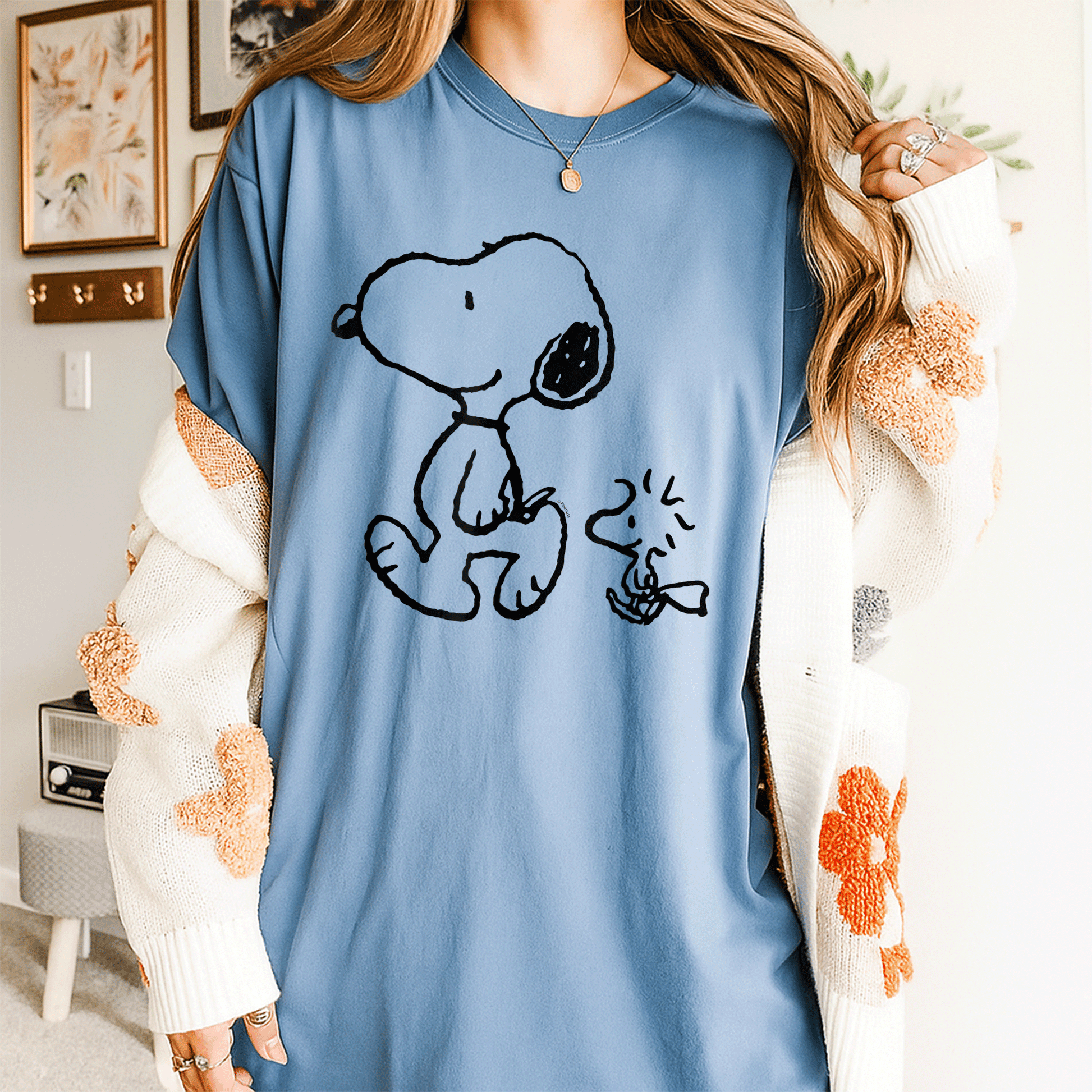 Snoopy and Woodstock Walk T-Shirt - Fun Peanuts Graphic Tee for Fans of Classic Cartoon Characters and Supporters of Friendship - 4