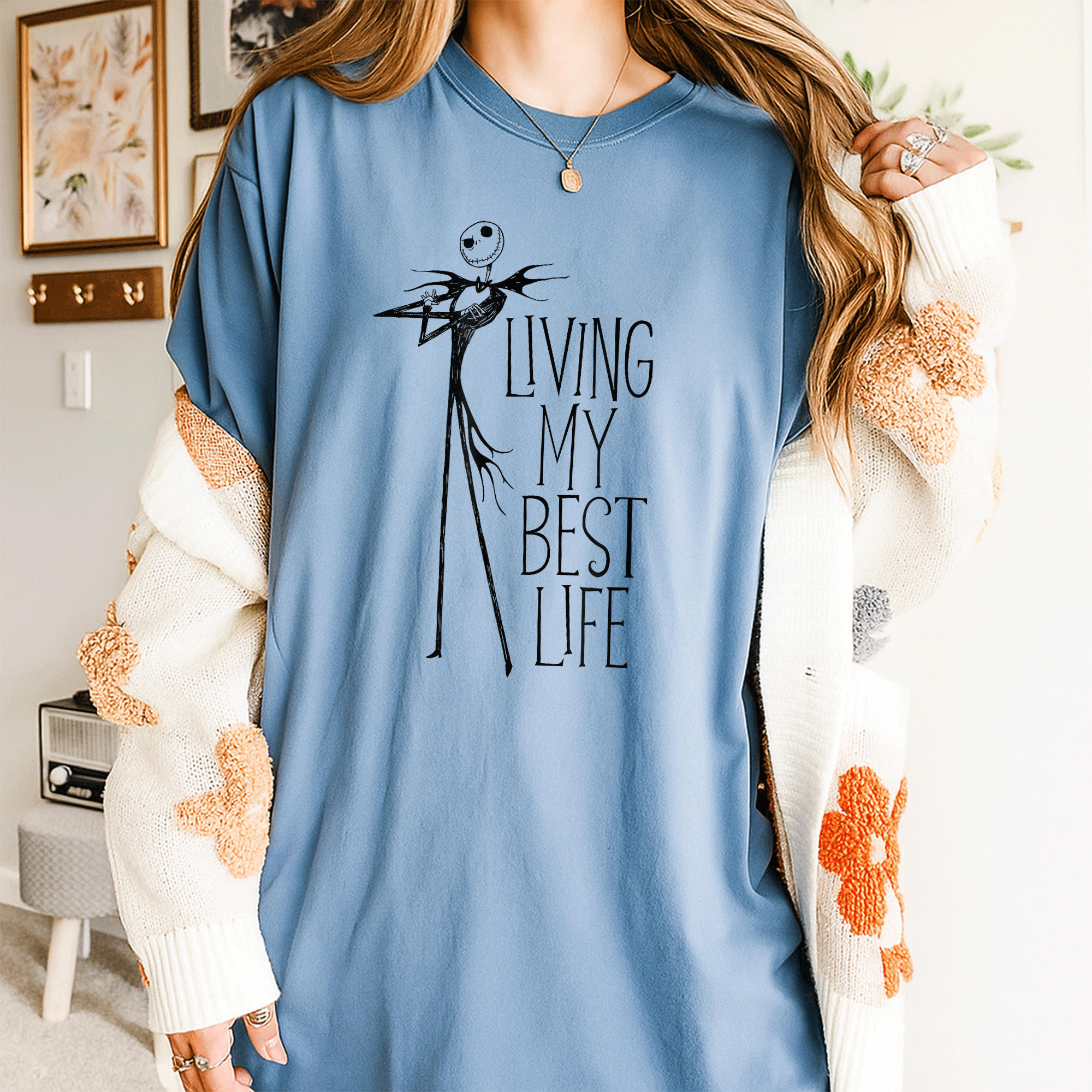 Jack Skellington Living My Best Life T-Shirt - Fun and Unique Design from The Nightmare Before Christmas for Fans of All Ages - 4