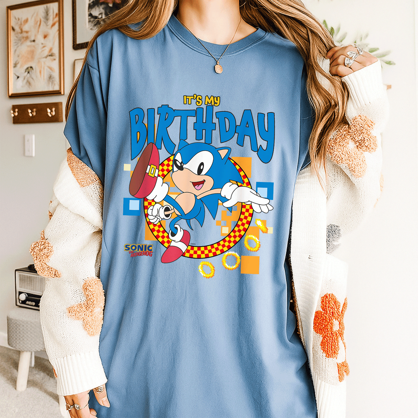 Sonic the Hedgehog Birthday T-Shirt for Kids - Fun Cheerful Design Perfect for Party Celebrations and Special Days - 4