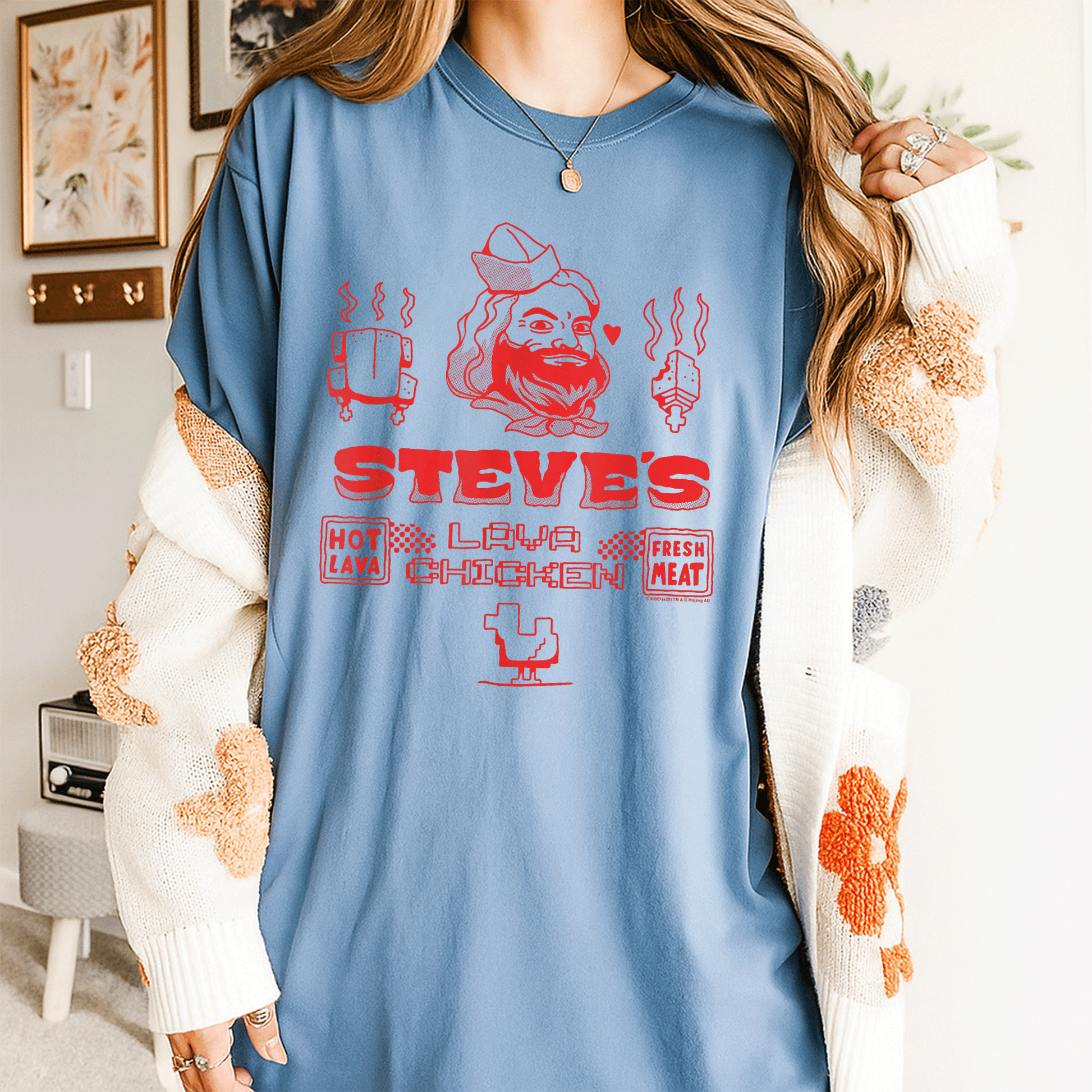 Minecraft Movie Steve's Lava Chicken Restaurant Logo T-Shirt - Fun Graphic Tee for Gamers and Fans of Steve's Adventures - 4