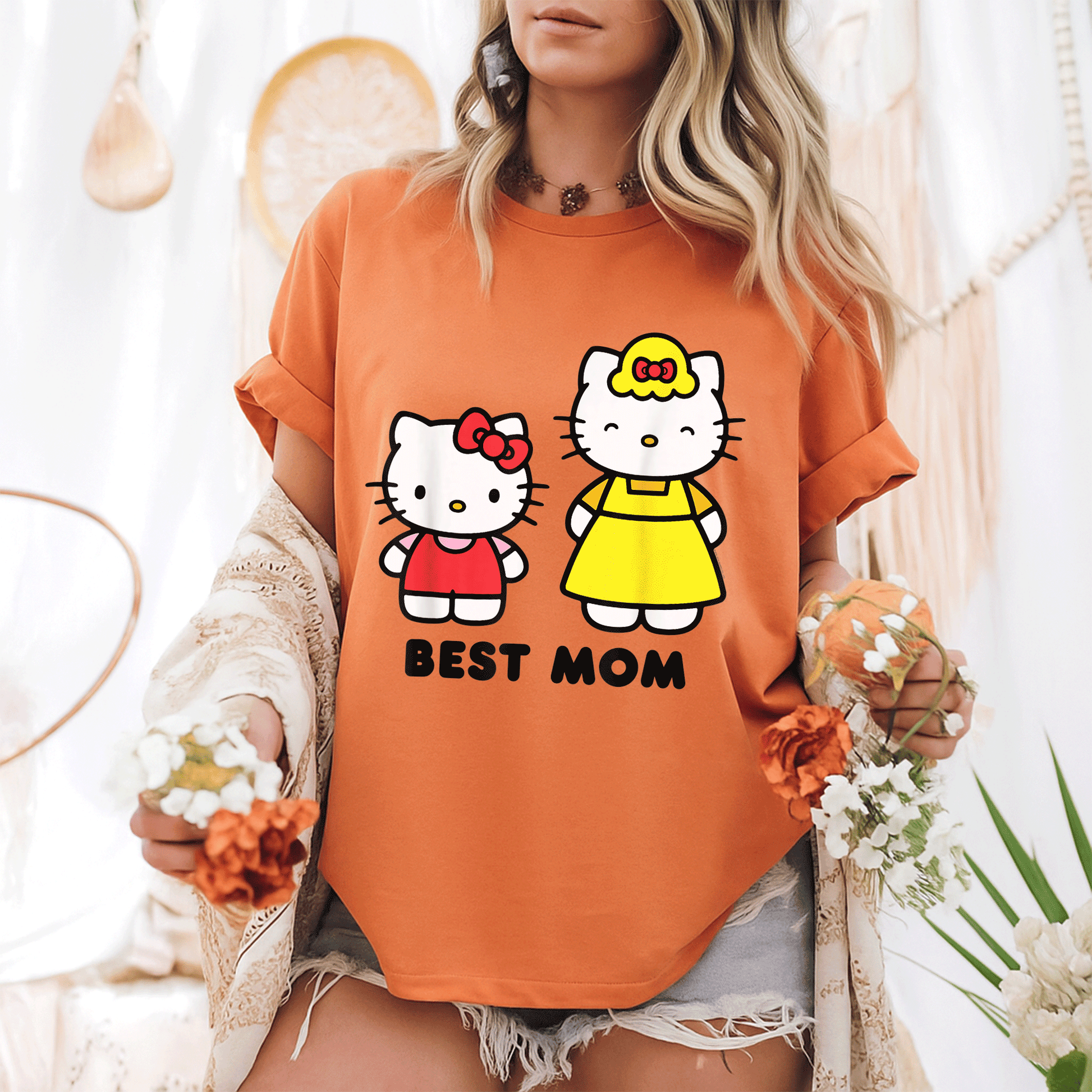 Hello Kitty Best Mom Mother's Day T-Shirt Cute Graphic Tee for Moms with Adorable Hello Kitty Design and Heartwarming Message - 6