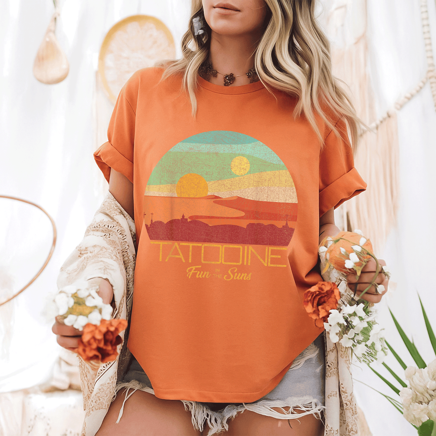 Star Wars Tatooine Postcard T-Shirt featuring Iconic Desert Landscape - Perfect Gift for Fans and Collectors - 6