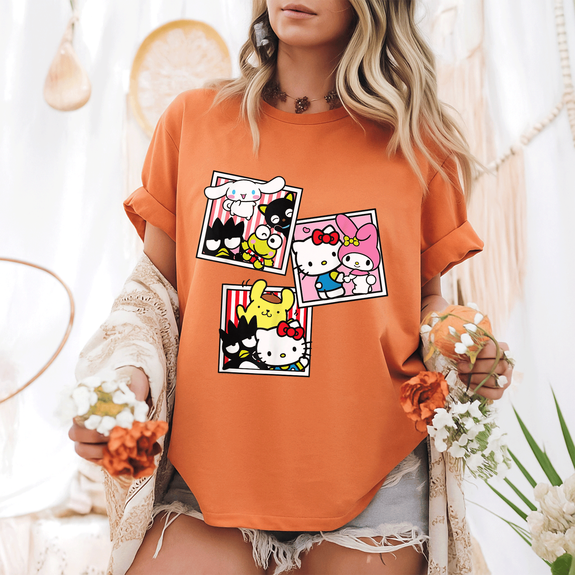 Hello Kitty and Friends Photo Booth Fun T-Shirt Perfect for Kids and Adults Cute Graphic Tee for Hello Kitty Fans - 6