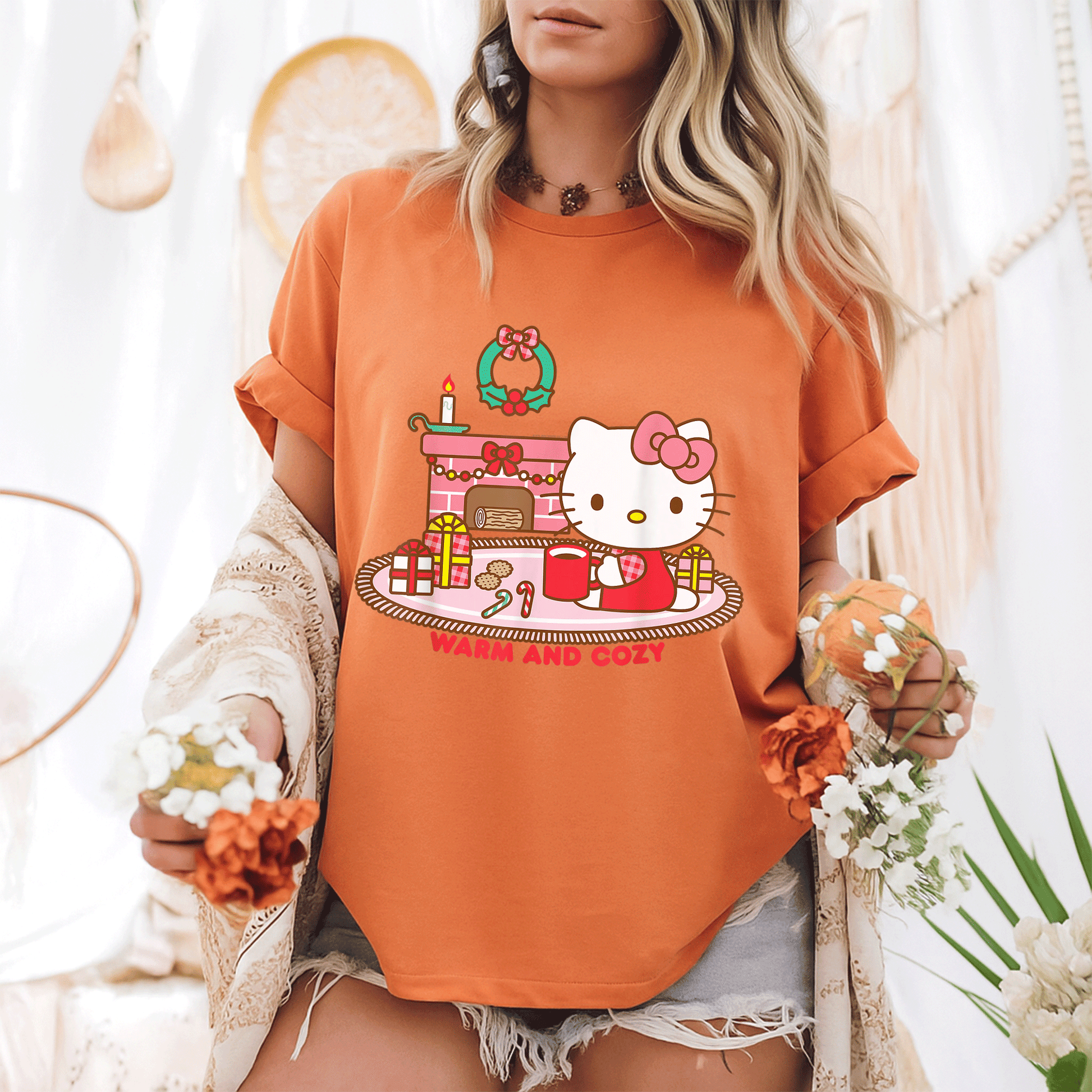 Cozy Up with Hello Kitty This Christmas - Cute and Comfortable Holiday T-Shirt for Festive Fun and Cheer - 6