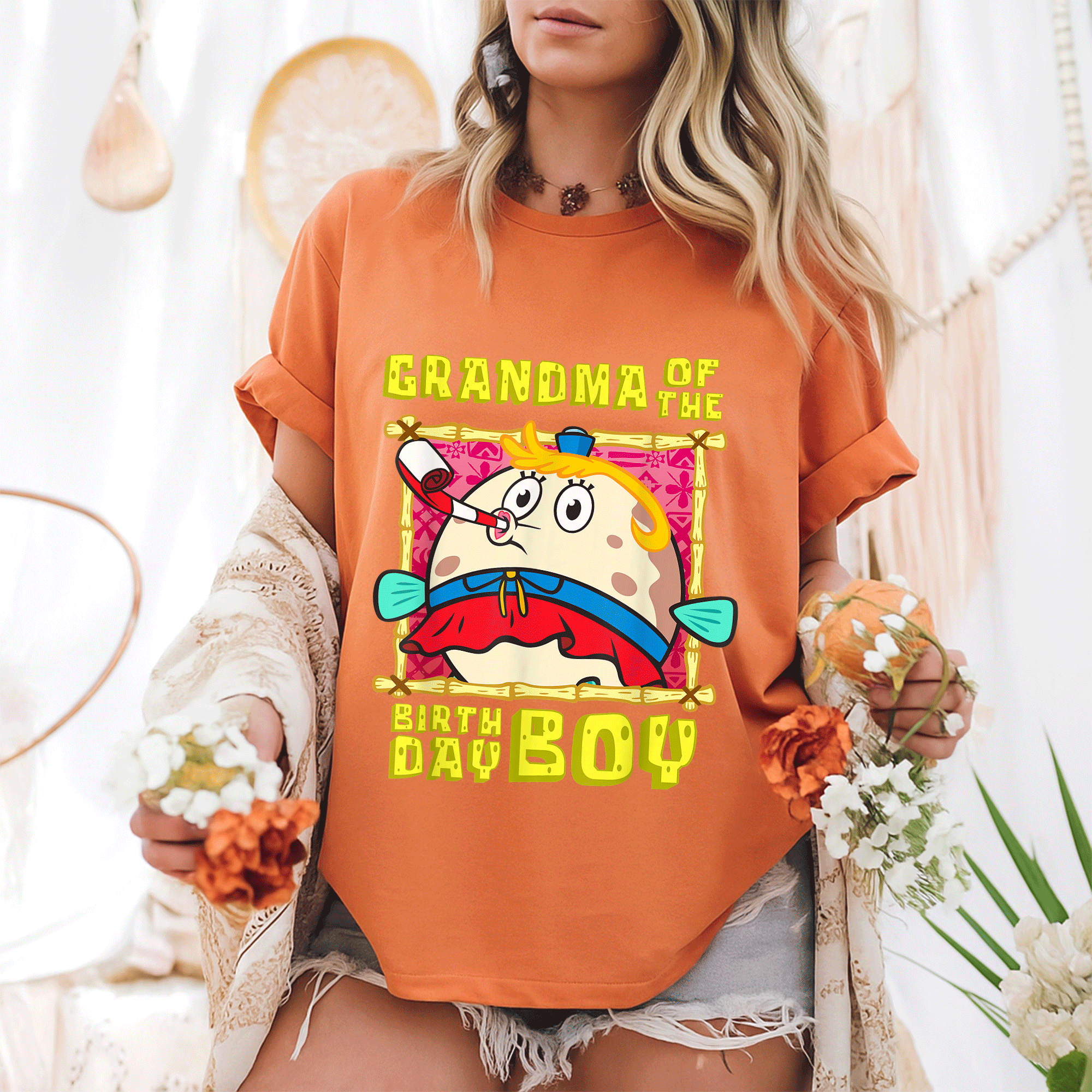 Mademark SpongeBob SquarePants Mrs Puff Grandma Birthday Boy T-Shirt Cute Graphic Tee for Grandmothers and Fans - 6