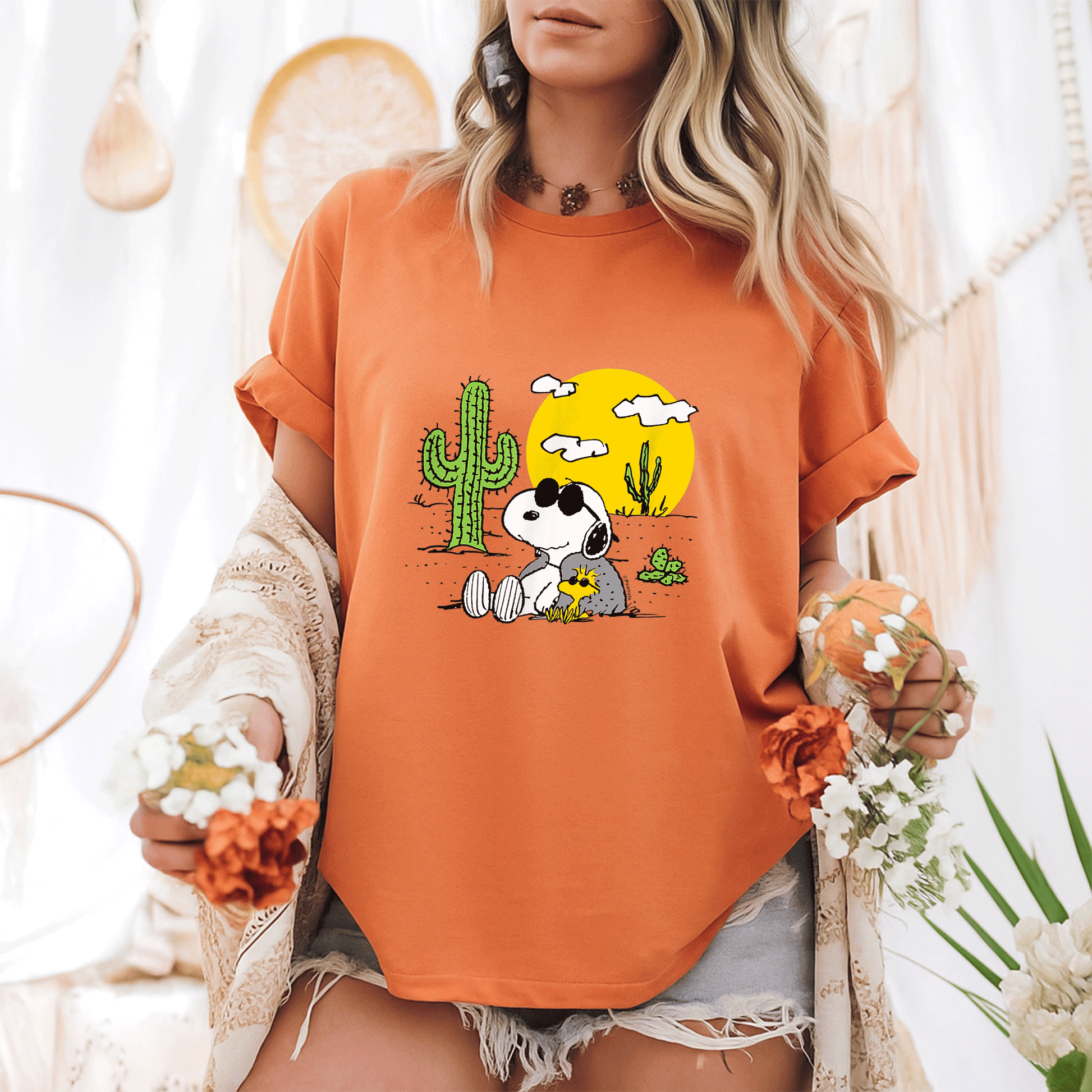 Snoopy and Woodstock Summer Adventure T-Shirt - Fun Peanuts Desert Graphic Tee for Fans of Classic Comics and Iconic Characters - 6