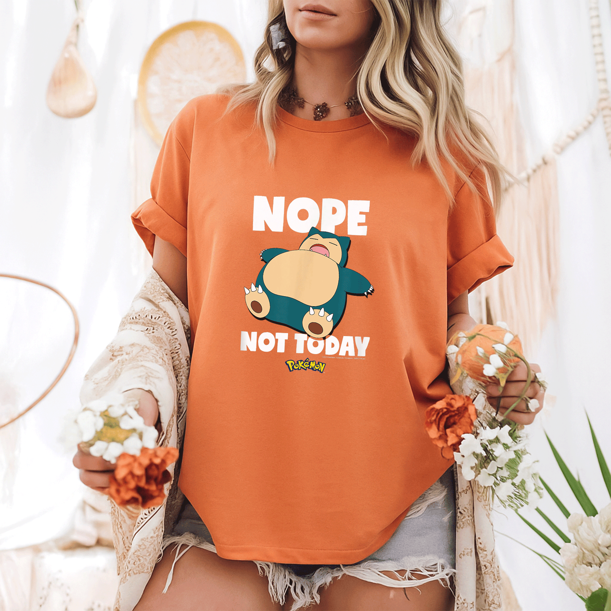 Cozy Pokémon Nope Not Today Snorlax T-Shirt: Fun Design Perfect for Fans Who Love to Chill and Relax in Style! - 6
