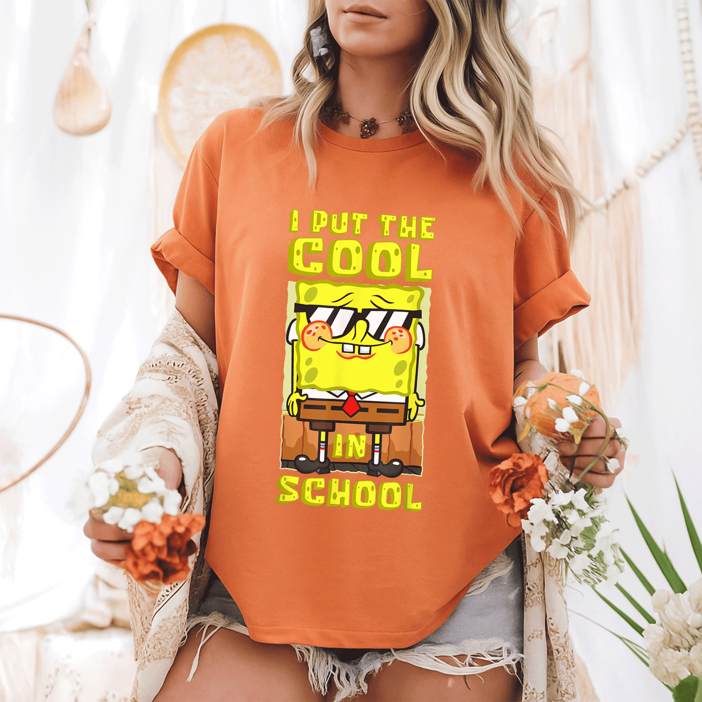 Mademark x SpongeBob SquarePants Boys Gift T-Shirt - Cool Back To School Tee Featuring Fun SpongeBob Design for Kids - 6