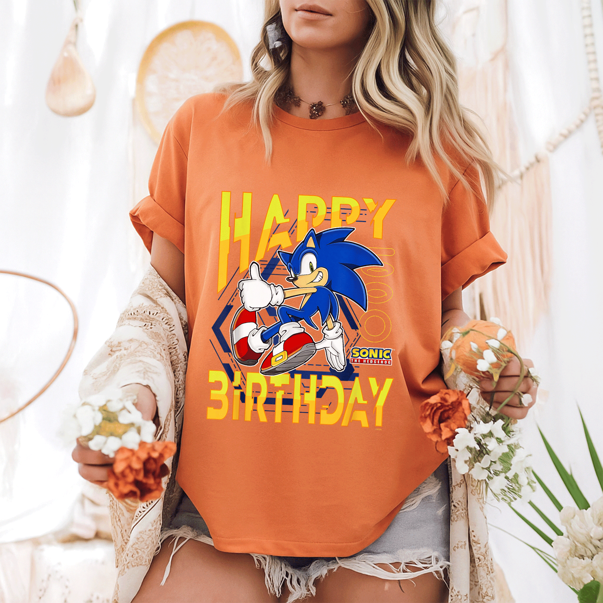 Sonic the Hedgehog Birthday T-Shirt with Happy Birthday Thumbs Up Logo - Perfect Gift for Sonic Fans and Kids - 6