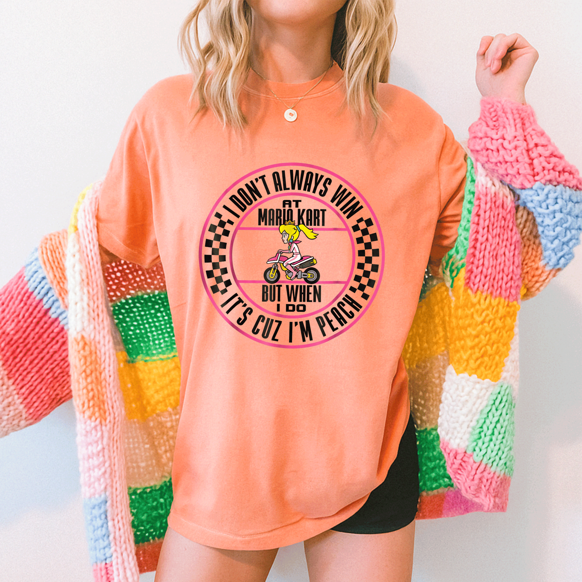 Win the race in style with our Peach Graphic T-Shirt from Mario Kart, perfect for fans and gamers who love fun fashion! - 5