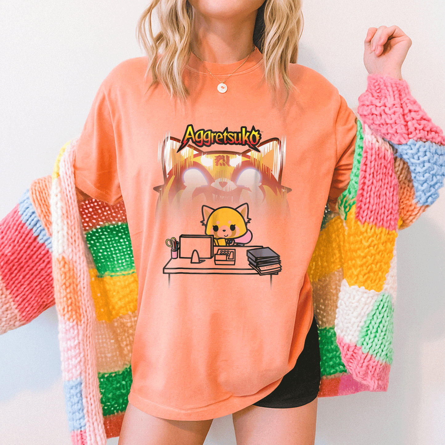 Aggretsuko Secret Rage Tee Shirt - Adorable Anime Design Featuring Raging Red Panda for Fun and Stylish Casual Wear - 5