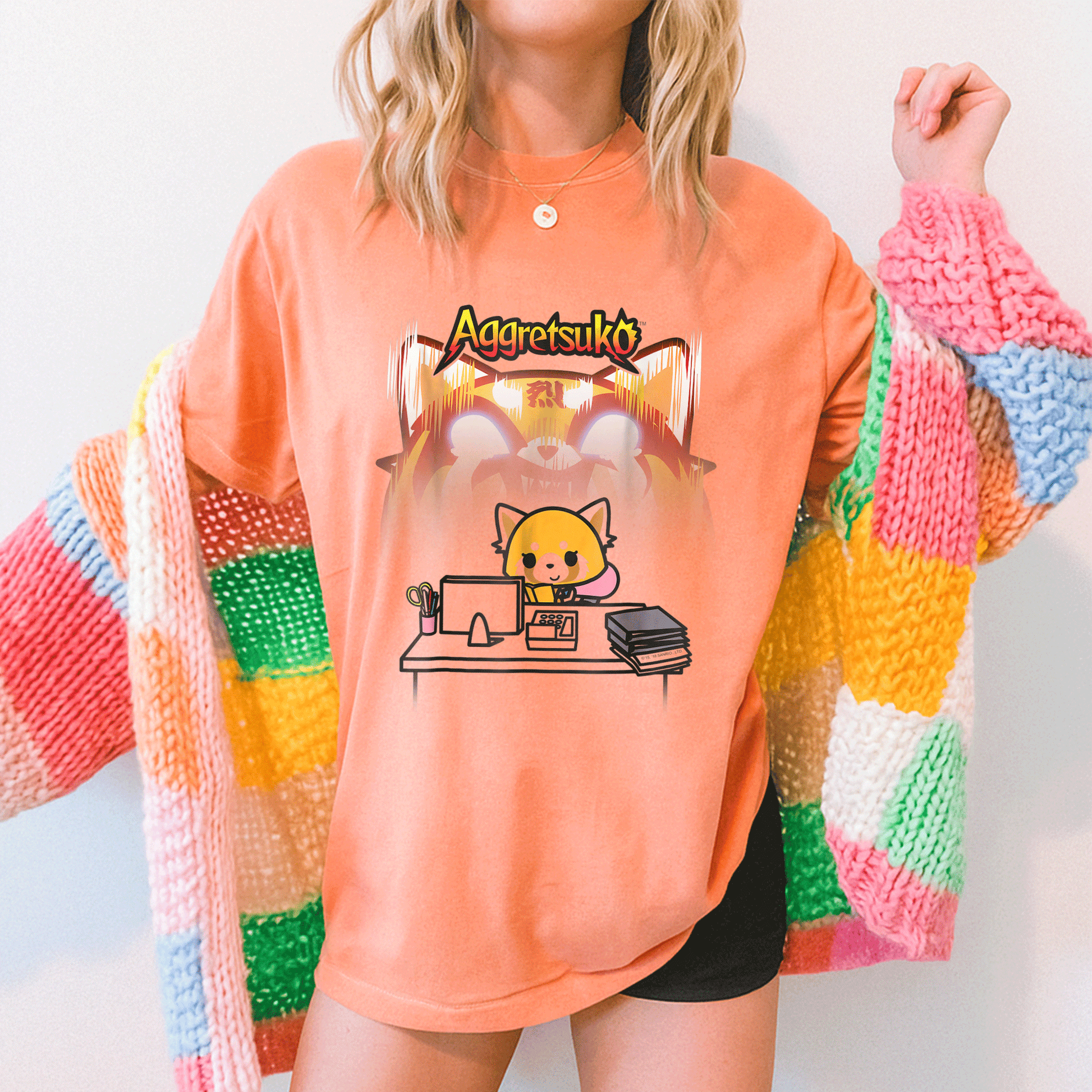 Aggretsuko Secret Rage Tee Shirt - Adorable Anime Design Featuring Raging Red Panda for Fun and Stylish Casual Wear - 5